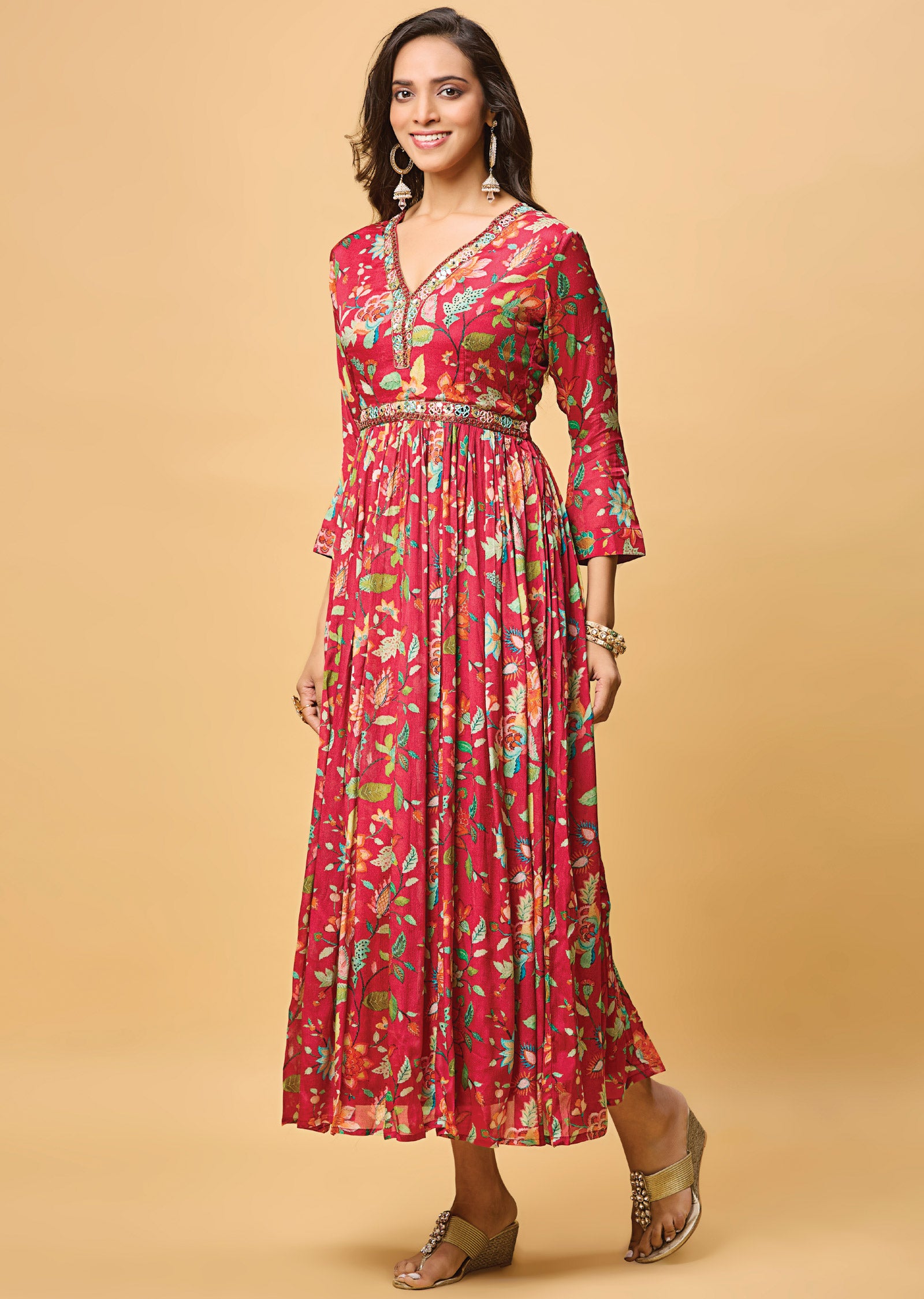 Rani Pink Chinnon Full Length Dress