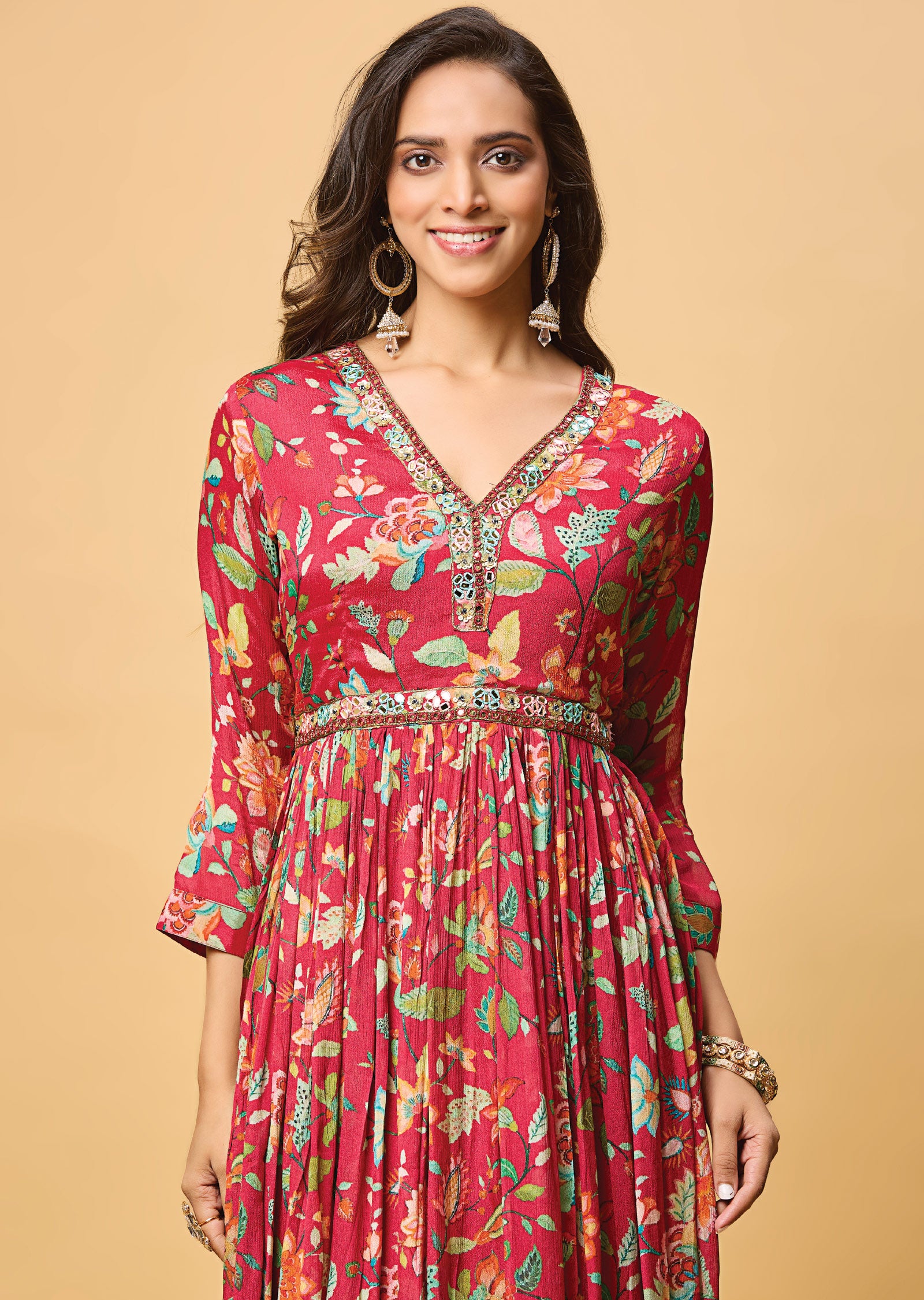 Rani Pink Chinnon Full Length Dress