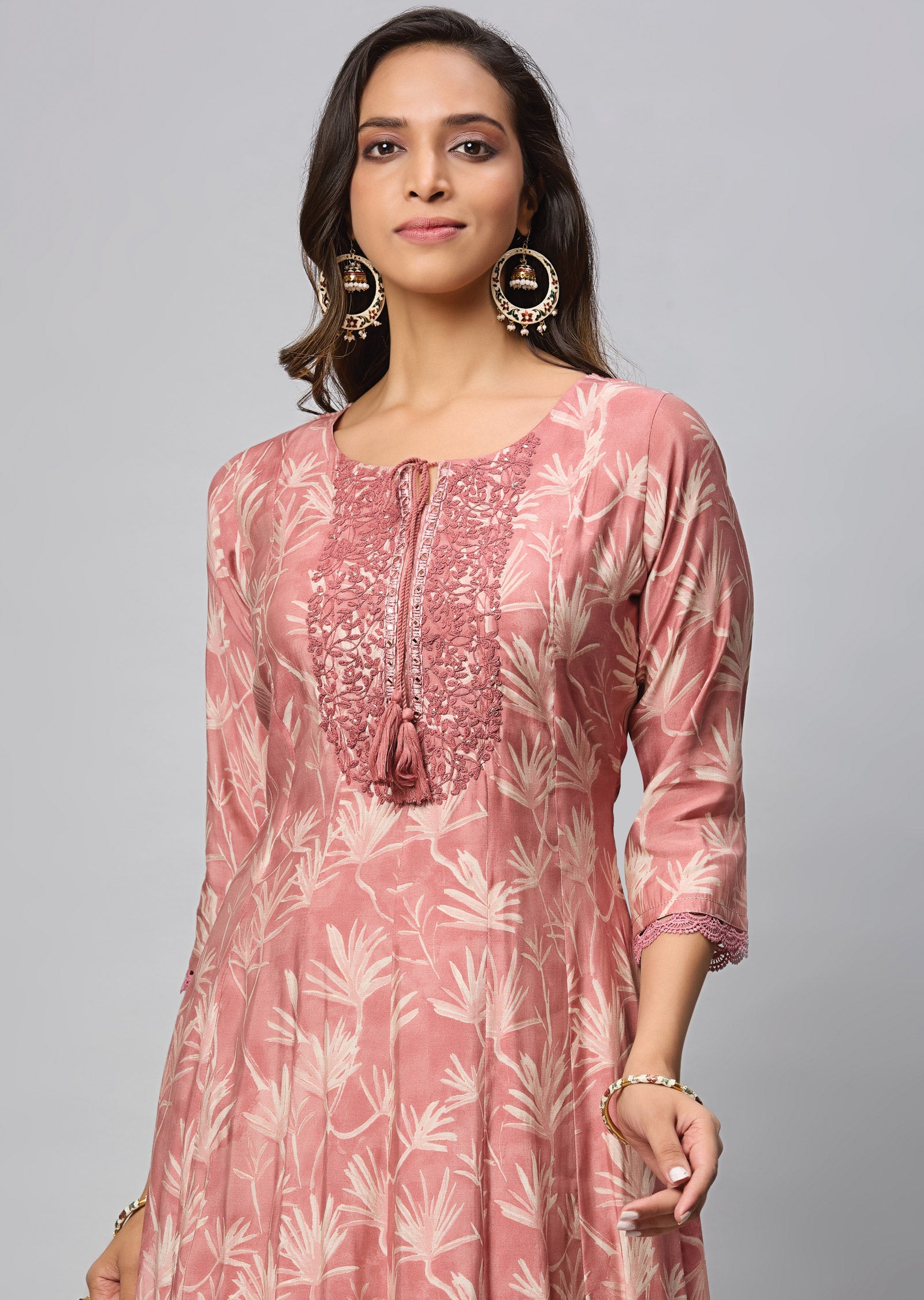 Dark Onion Pink Muslin Silk Full Length Dress