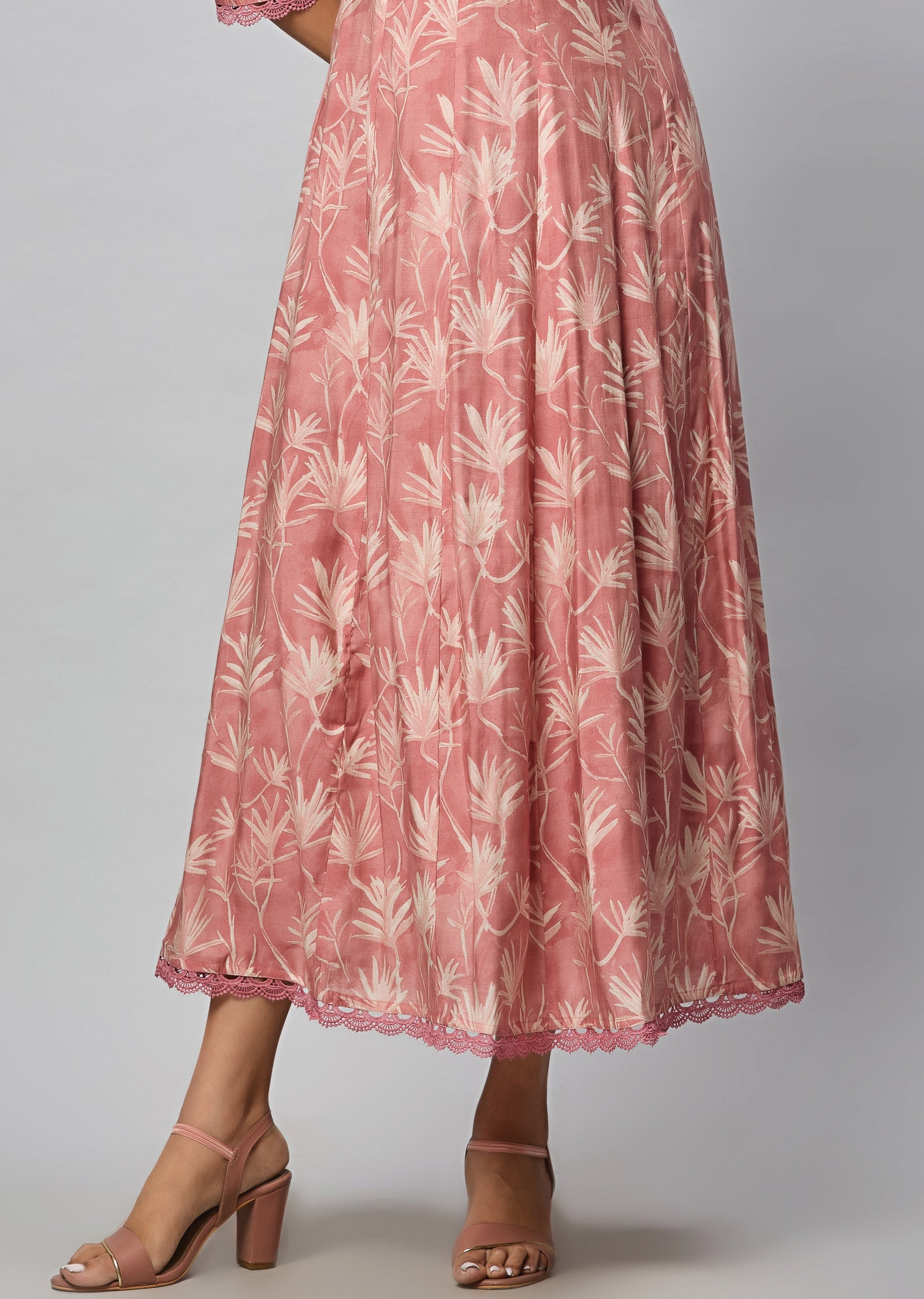 Dark Onion Pink Muslin Silk Full Length Dress