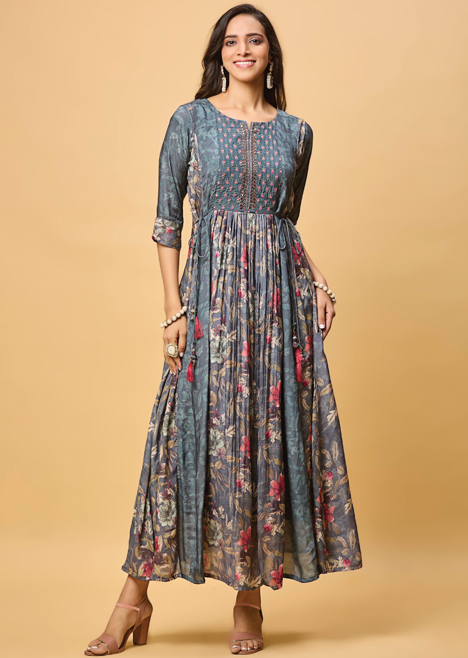 Dark Grey Muslin Long Dress