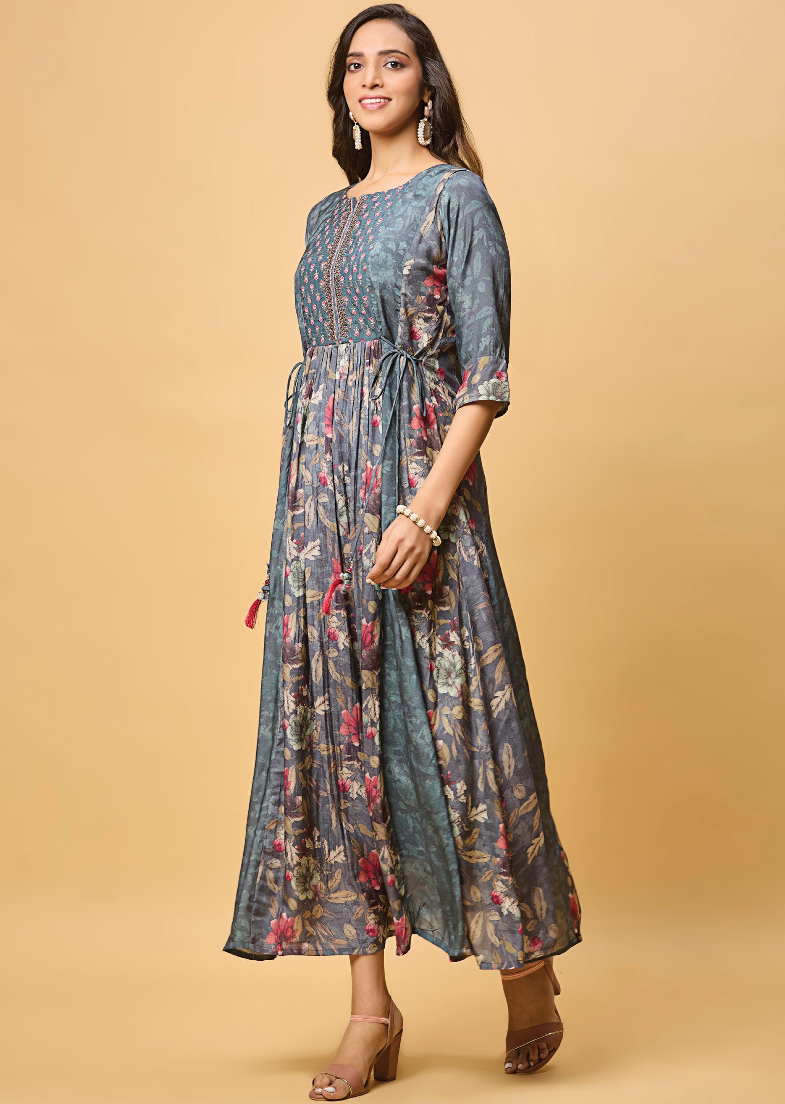 Dark Grey Muslin Long Dress