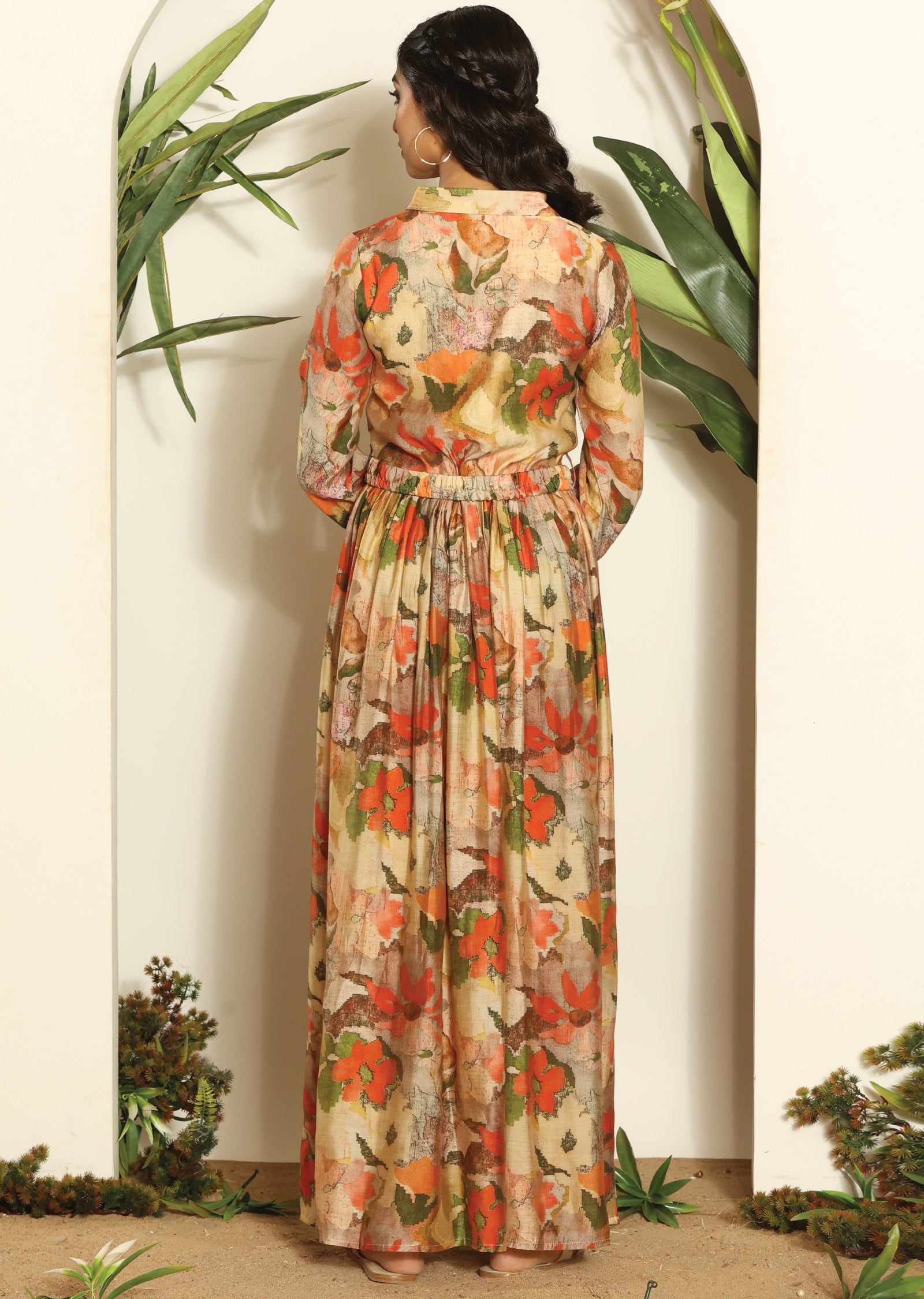 Multi Color Muslin Full Length Dress
