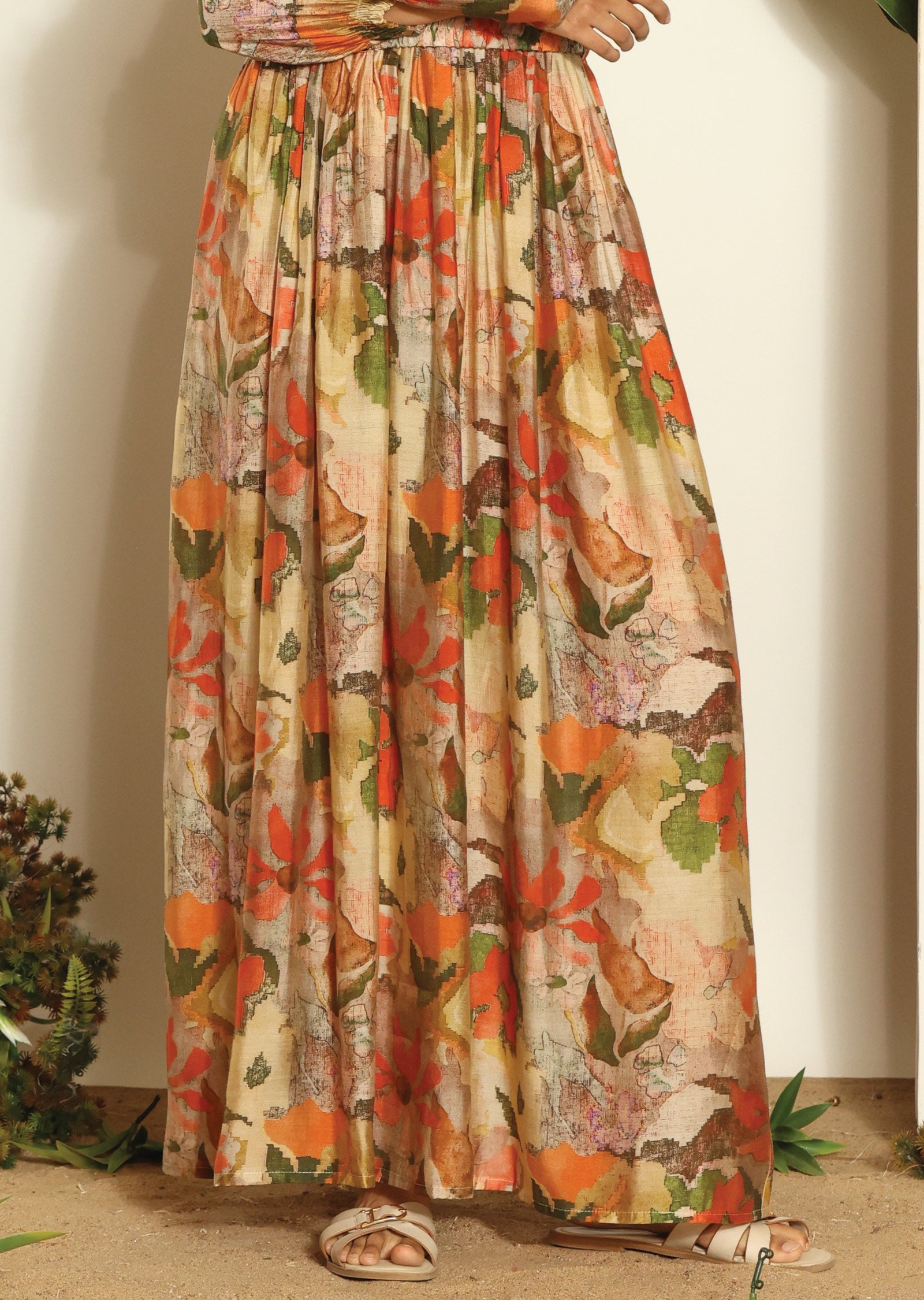 Multi Color Muslin Full Length Dress