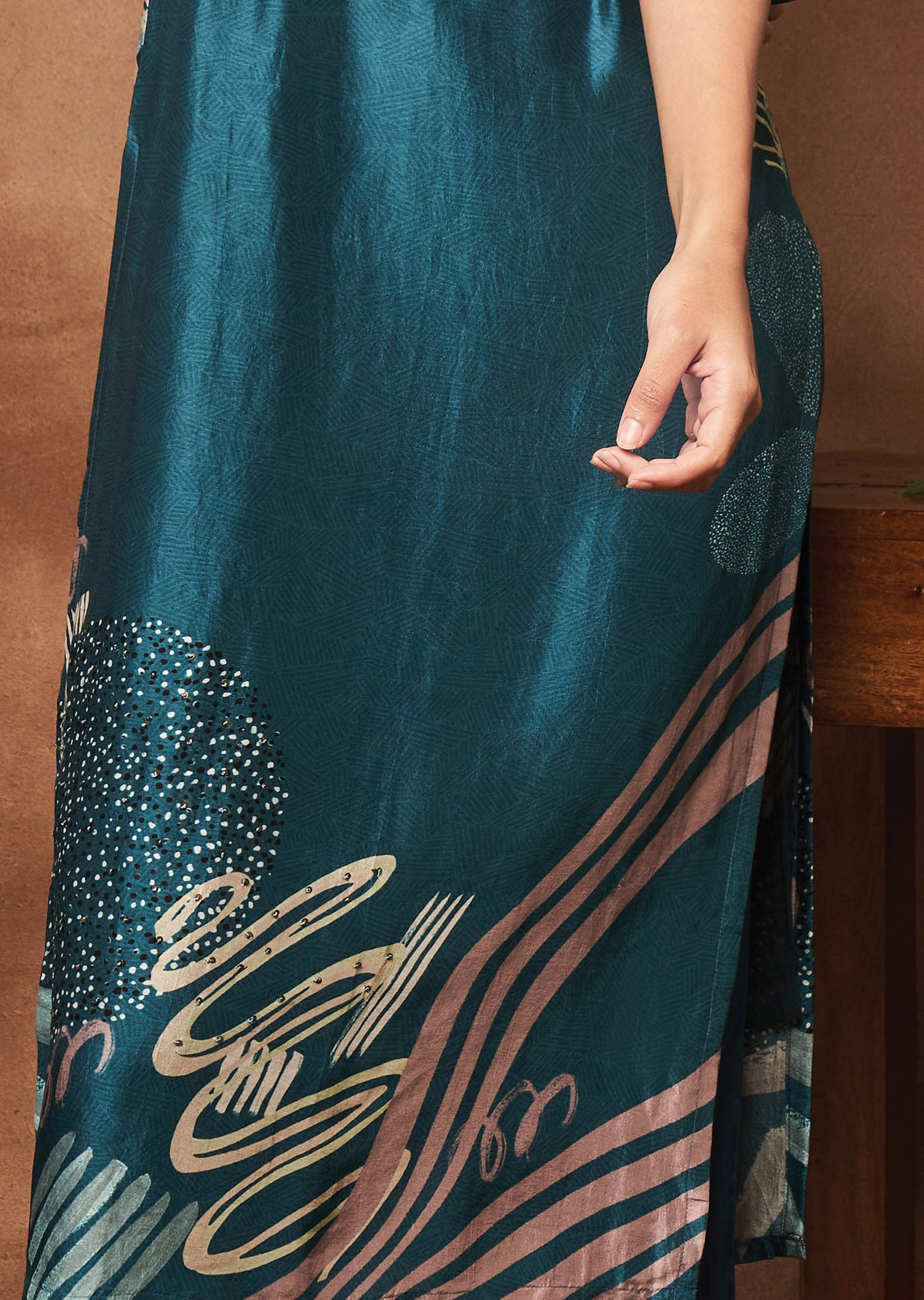 Blue Silk Kurti Straight Cut