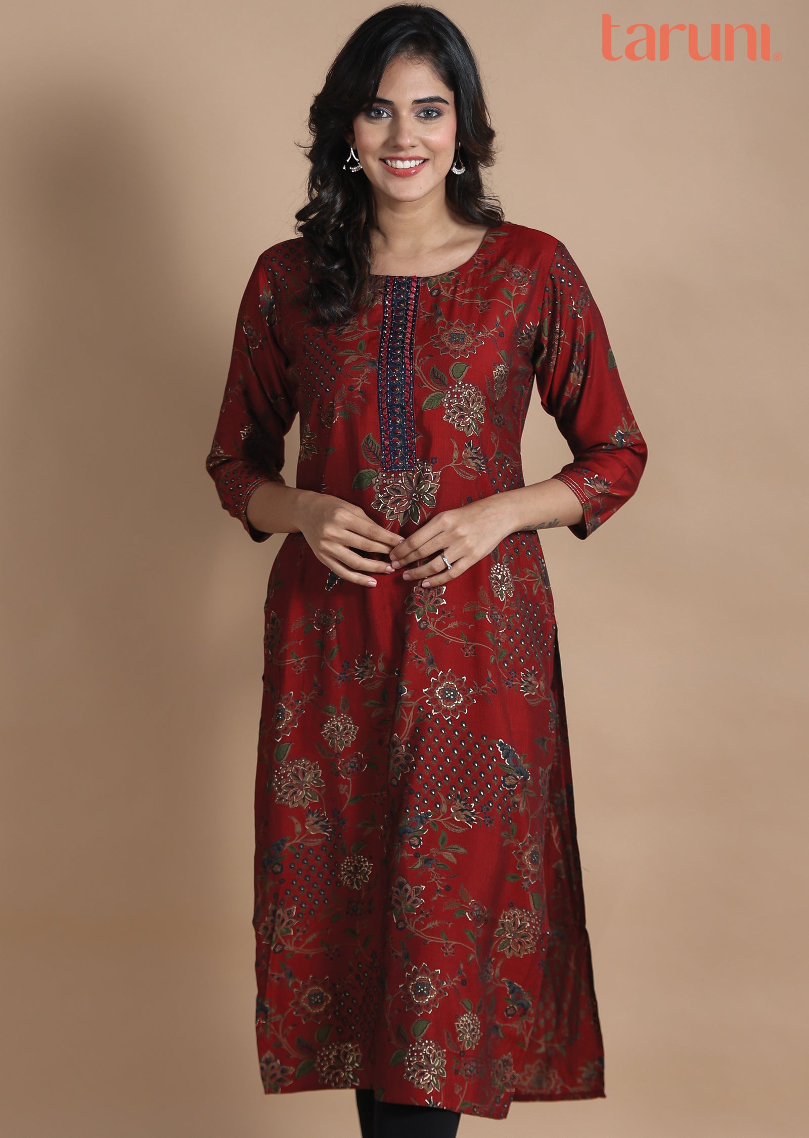 Maroon Muslin Kurti Straight Cut