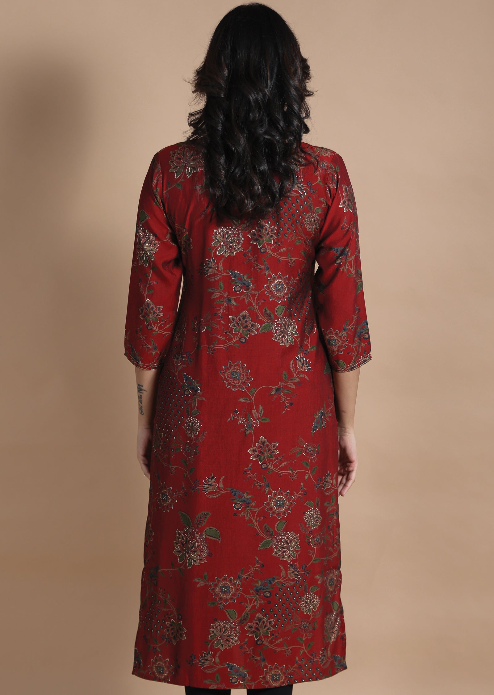 Maroon Muslin Kurti Straight Cut