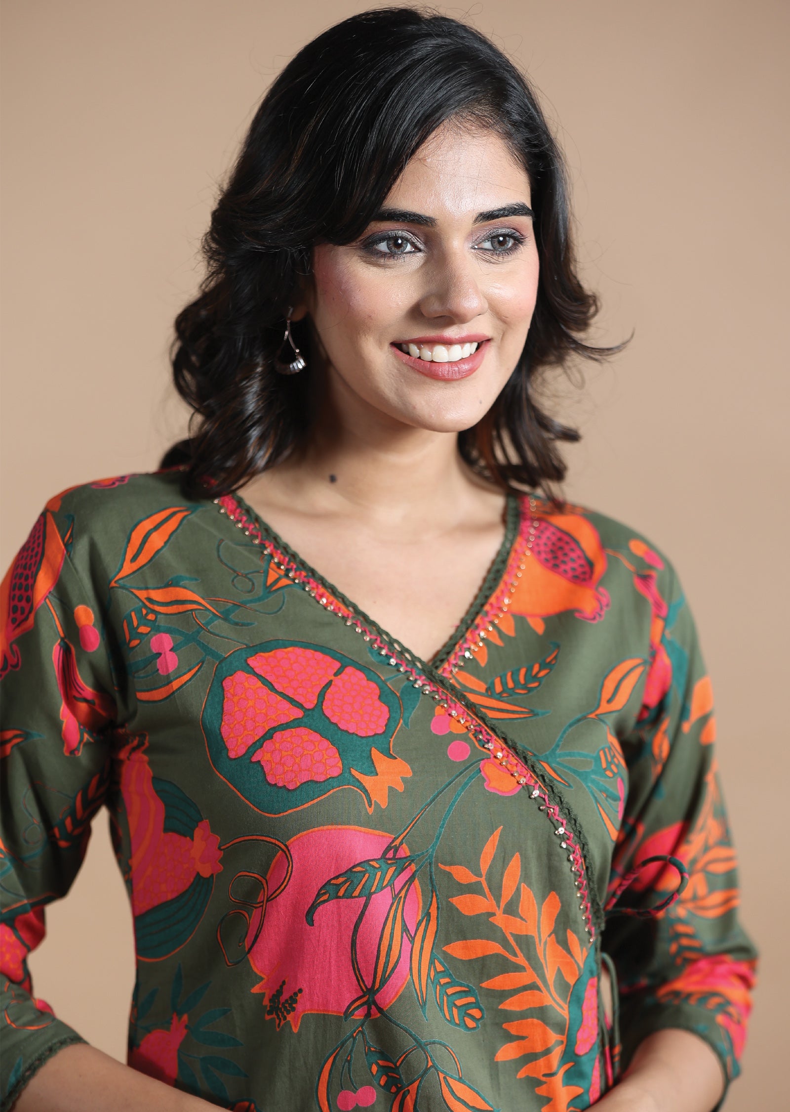 Mehndi Green Cotton Kurti Straight Cut