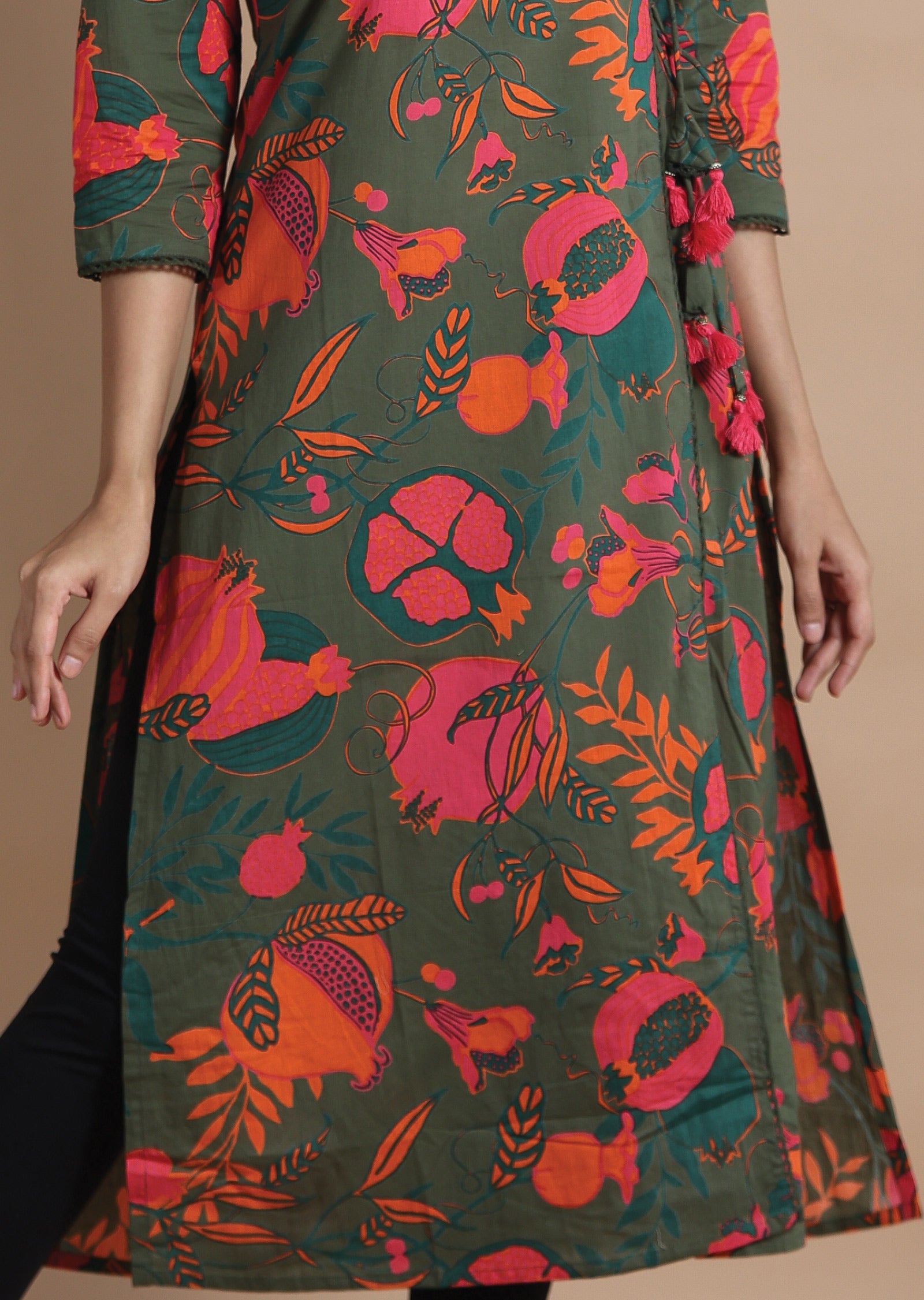 Mehndi Green Cotton Kurti Straight Cut