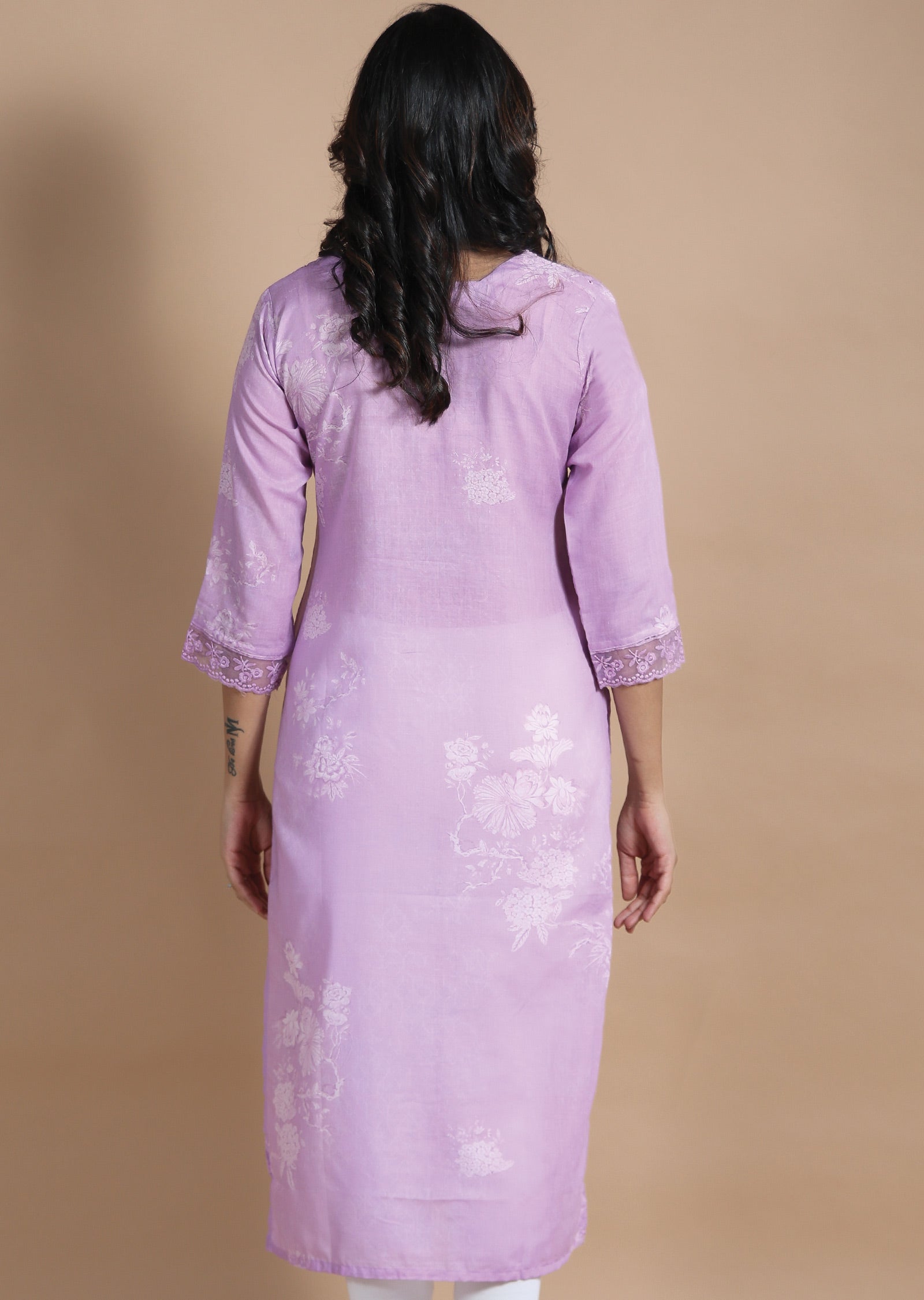 Lavender Cotton Kurti Straight Cut