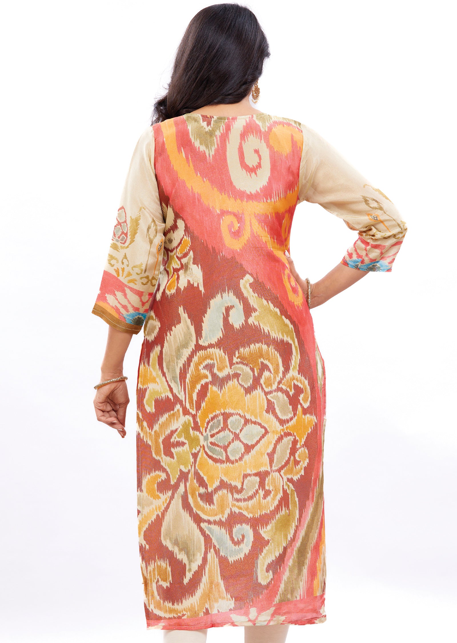 Multi Color Tissue Silk Straight Cut Kurti with Zardosi Work