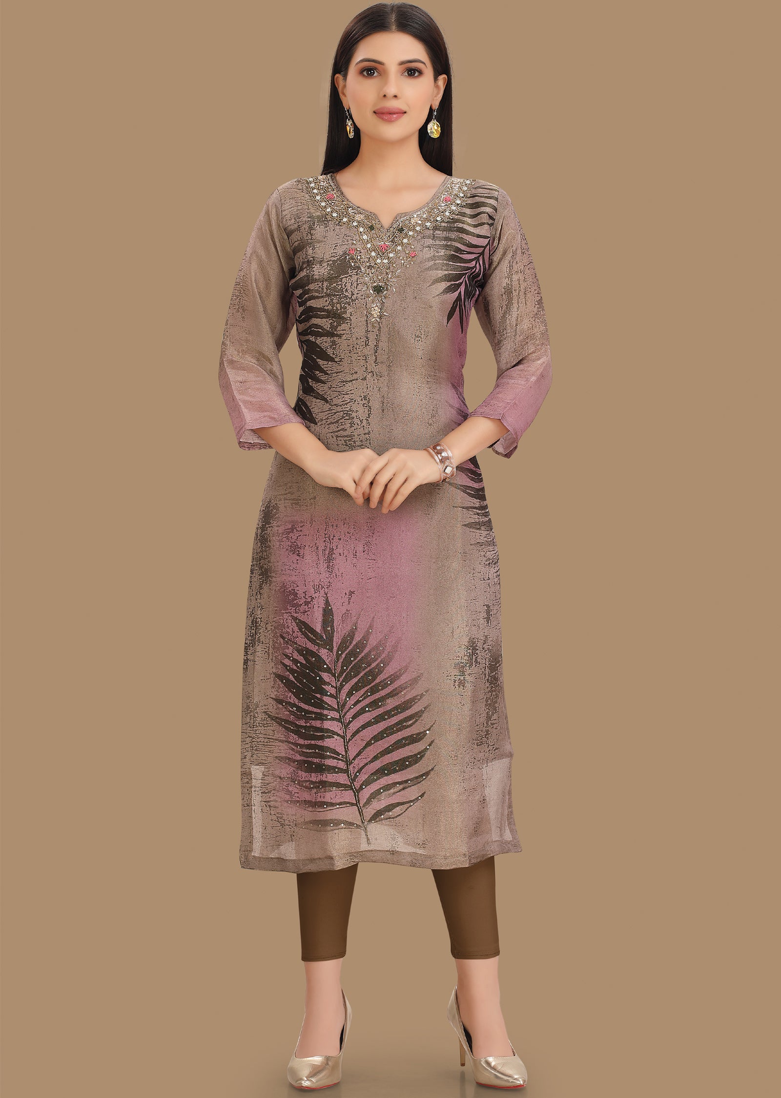 TS-162C-BottleGreen - Slik Stitched Kurti