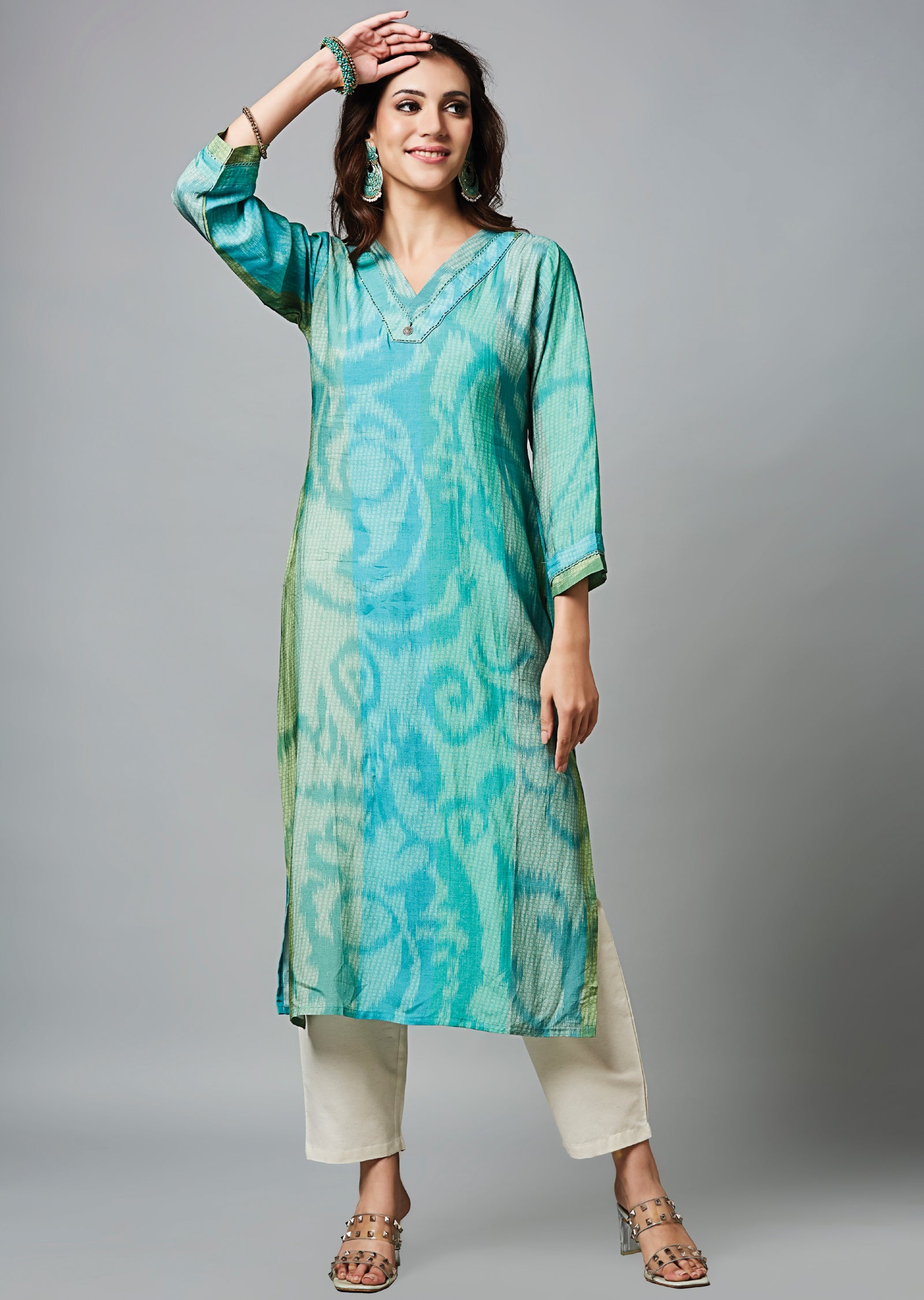 Multi Color Linen Silk Straight Cut
