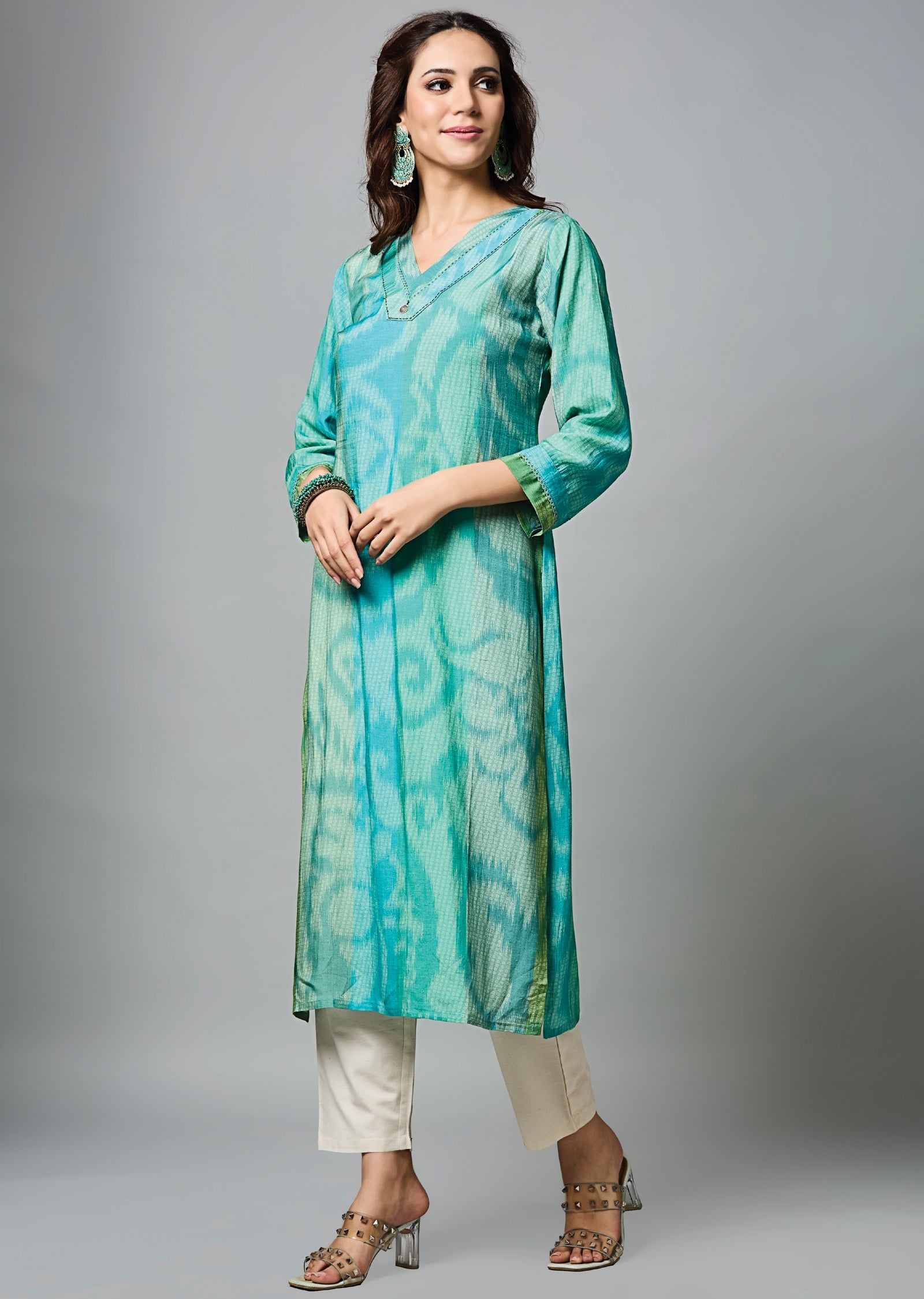 Multi Color Linen Silk Straight Cut
