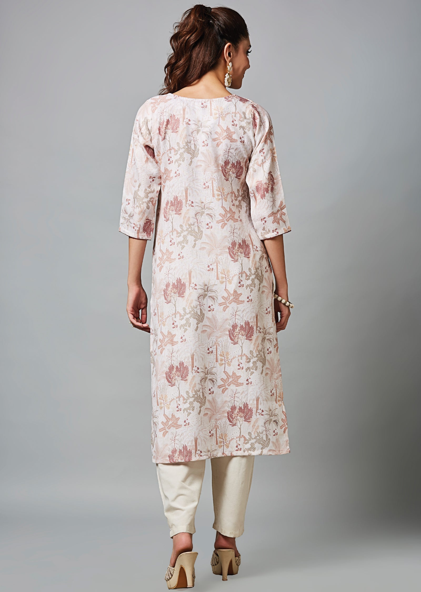 Beige Cotton Straight Cut