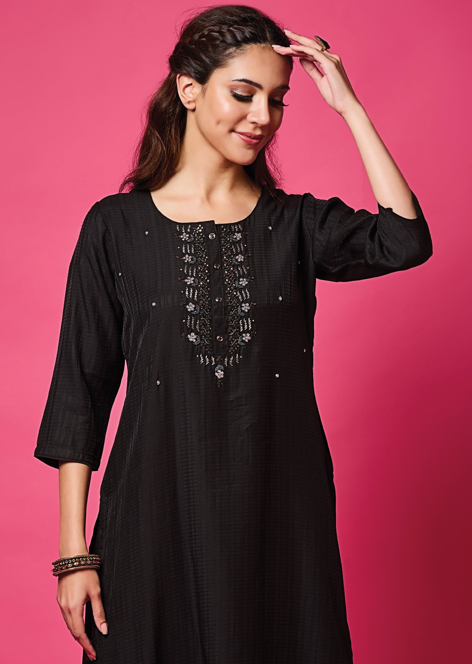 Black Soft Silk Straight Cut