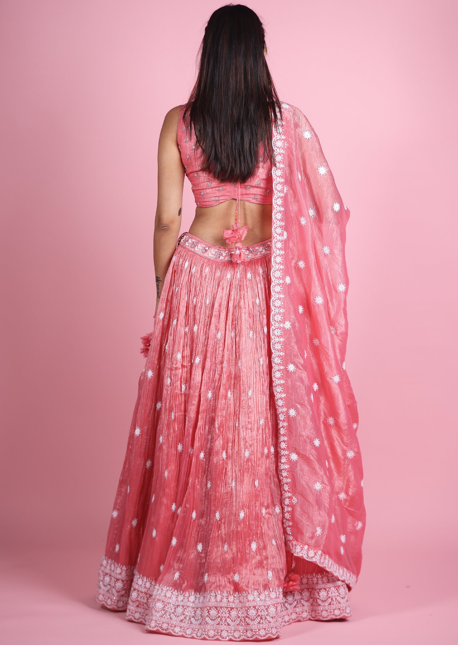 Pink Organza Lehenga Set