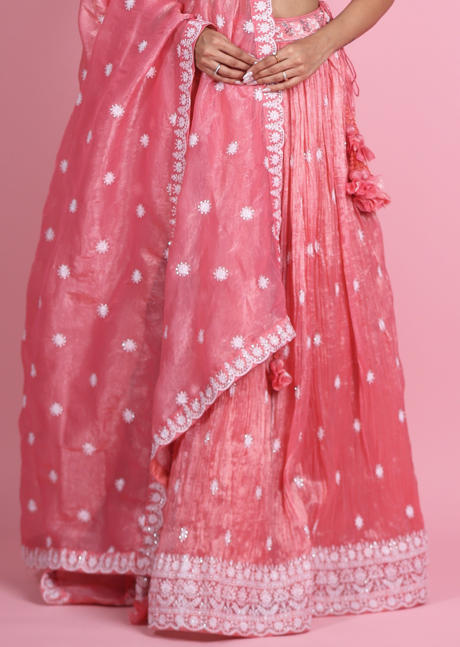 Pink Organza Lehenga Set