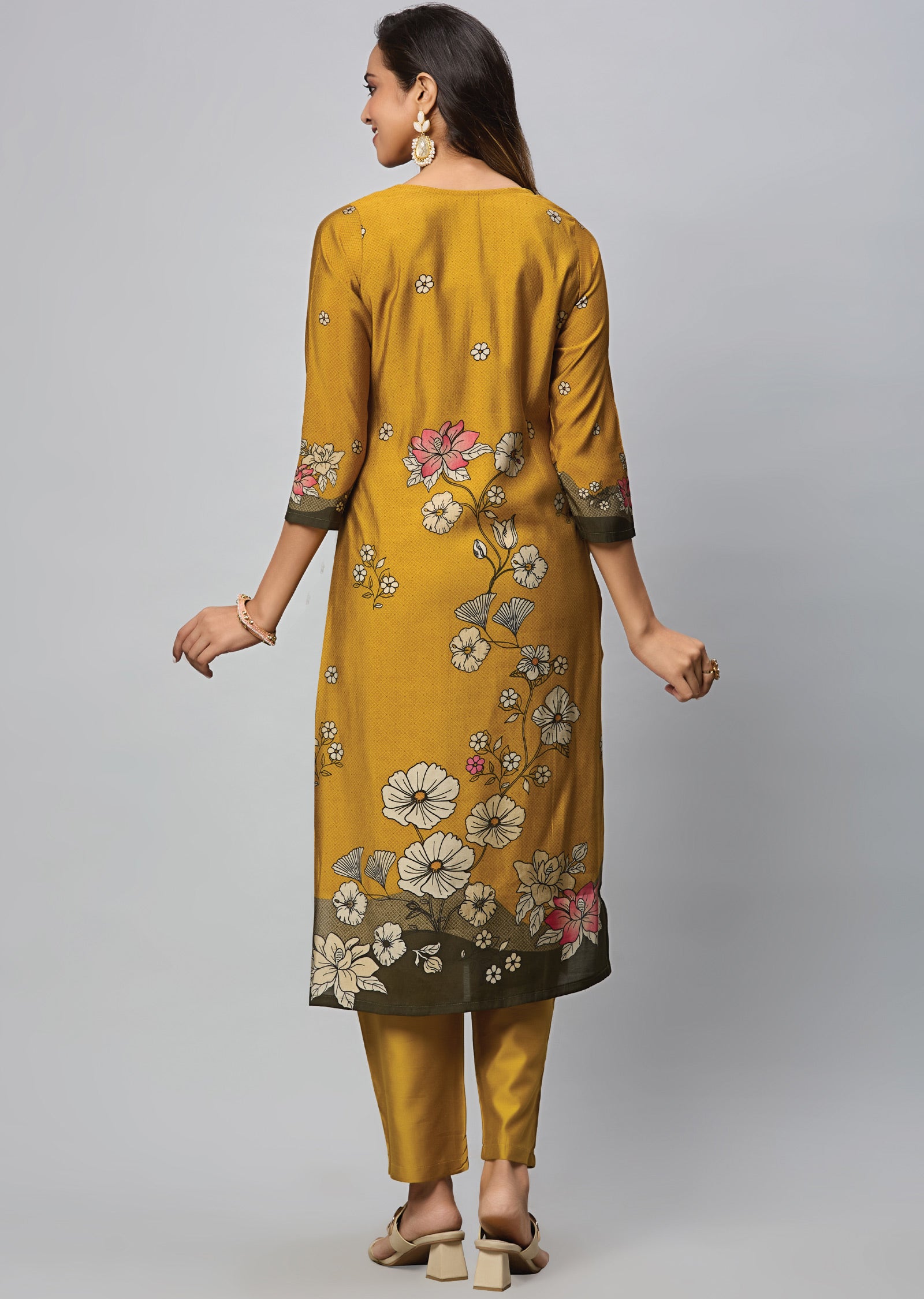 Dark Mustard Modal Silk Straight Cut Suit