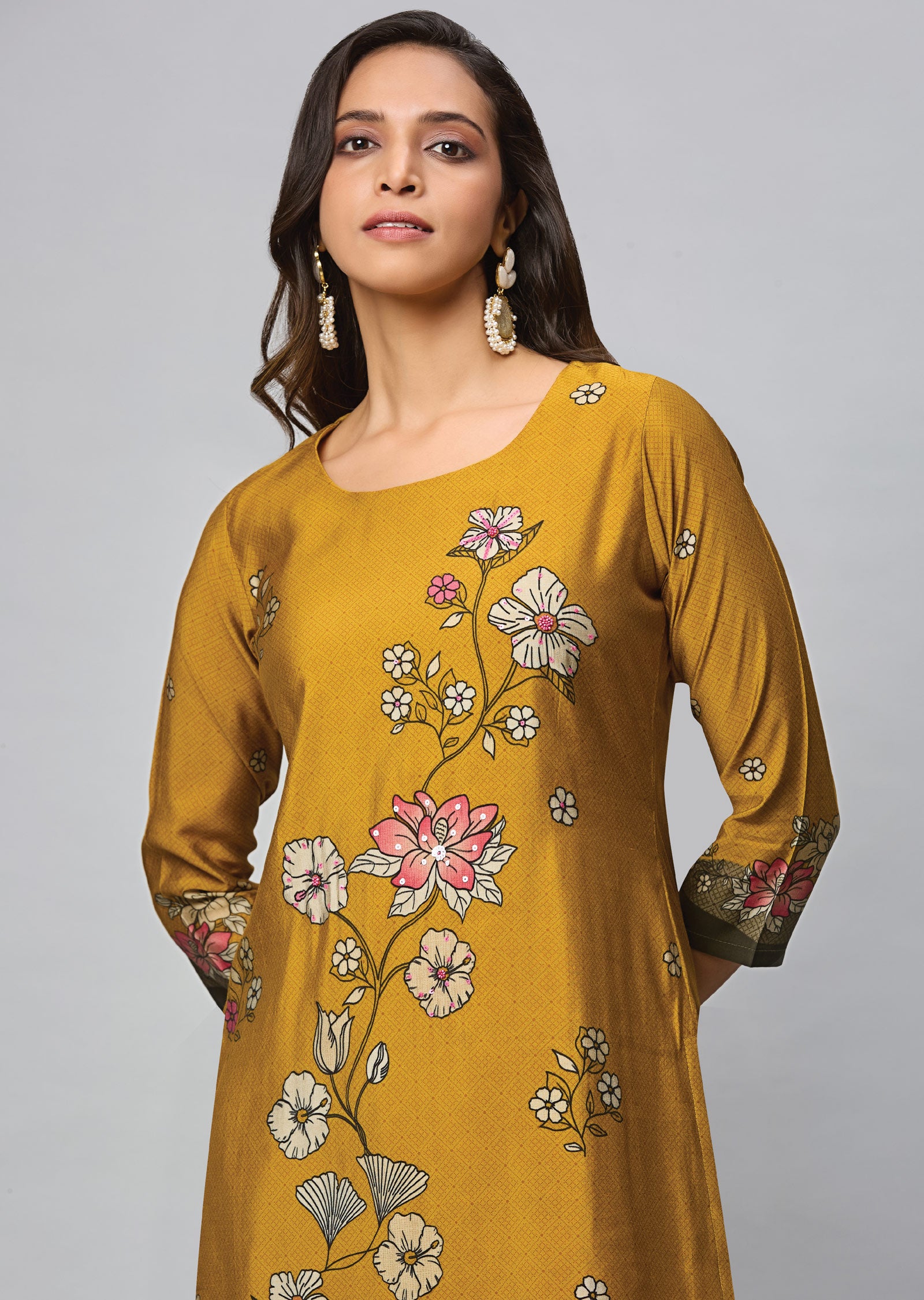 Dark Mustard Modal Silk Straight Cut Suit