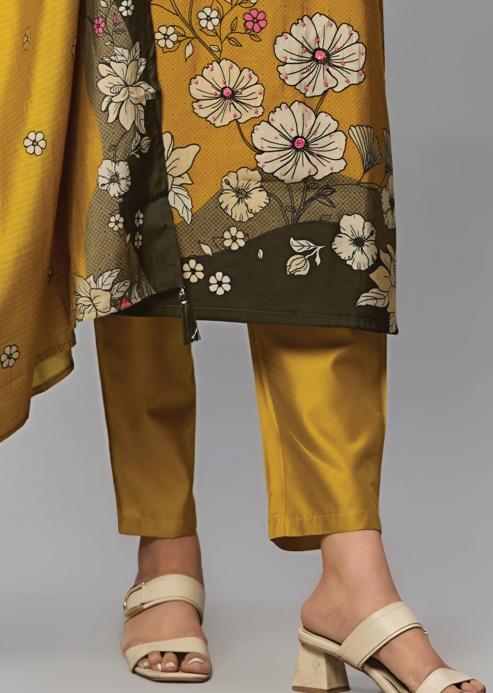 Dark Mustard Modal Silk Straight Cut Suit
