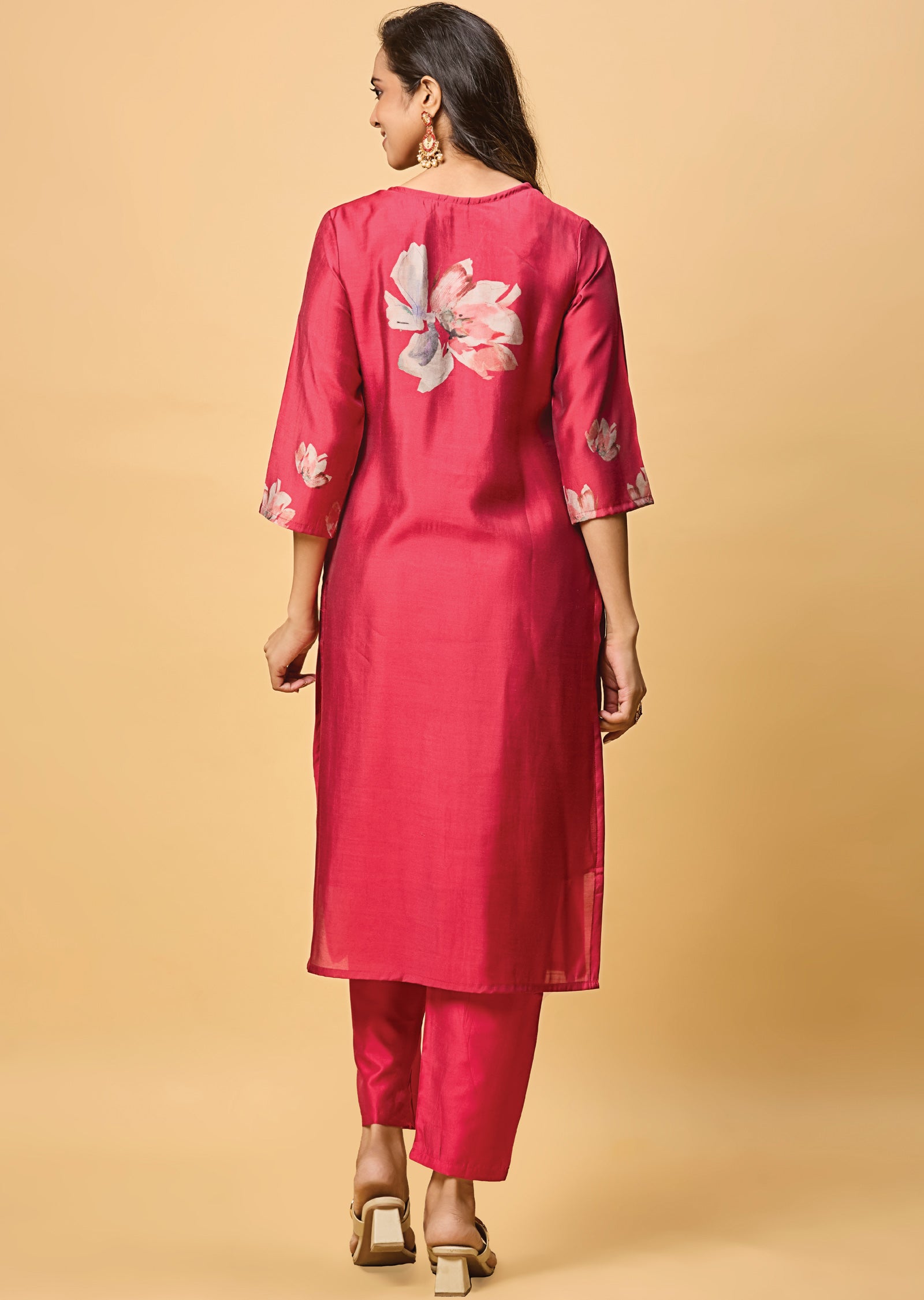 Maroon Banaras Tussar Silk Straight Cut Suit