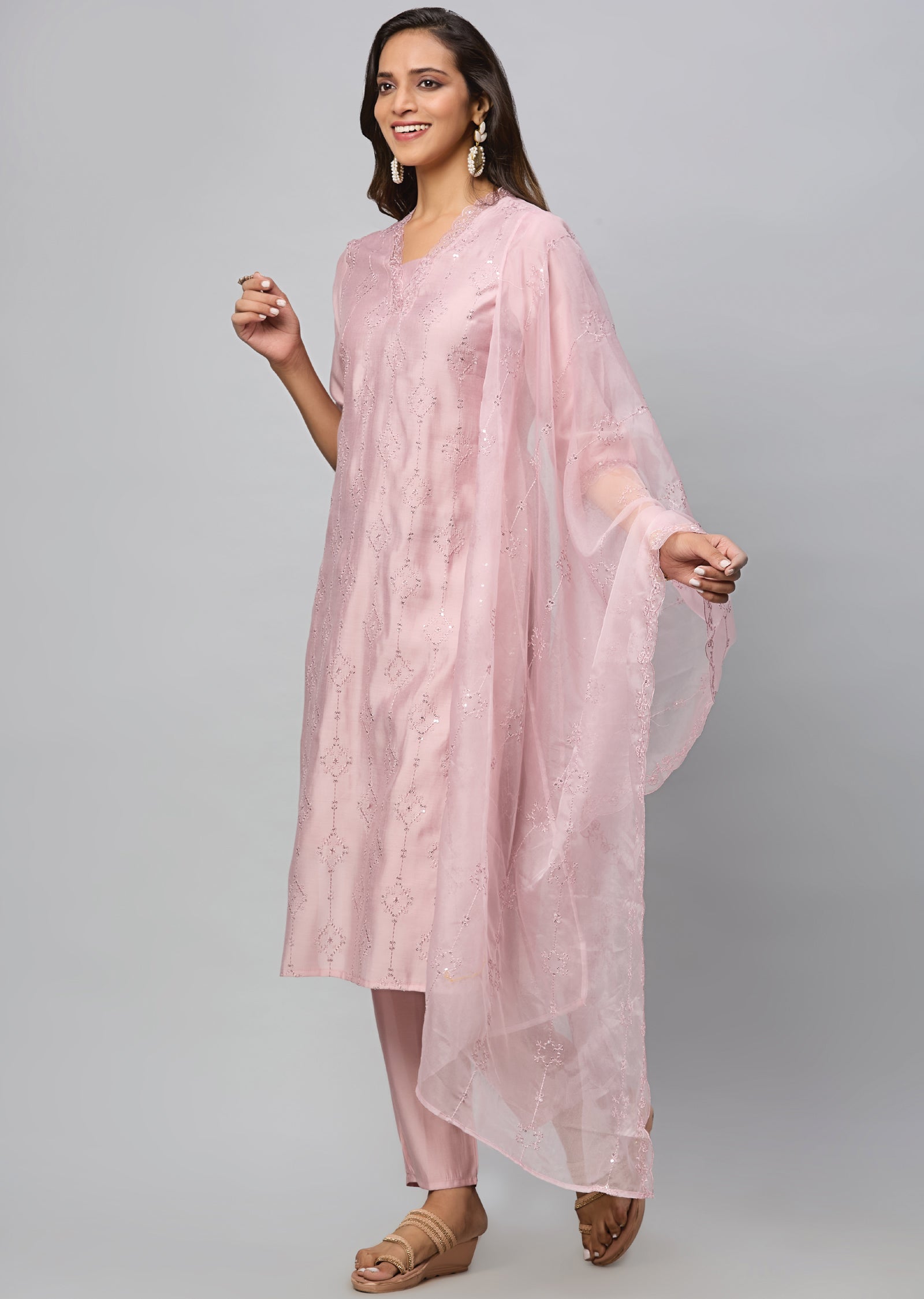 Dusty Pink Russian Silk Straight Cut Suit