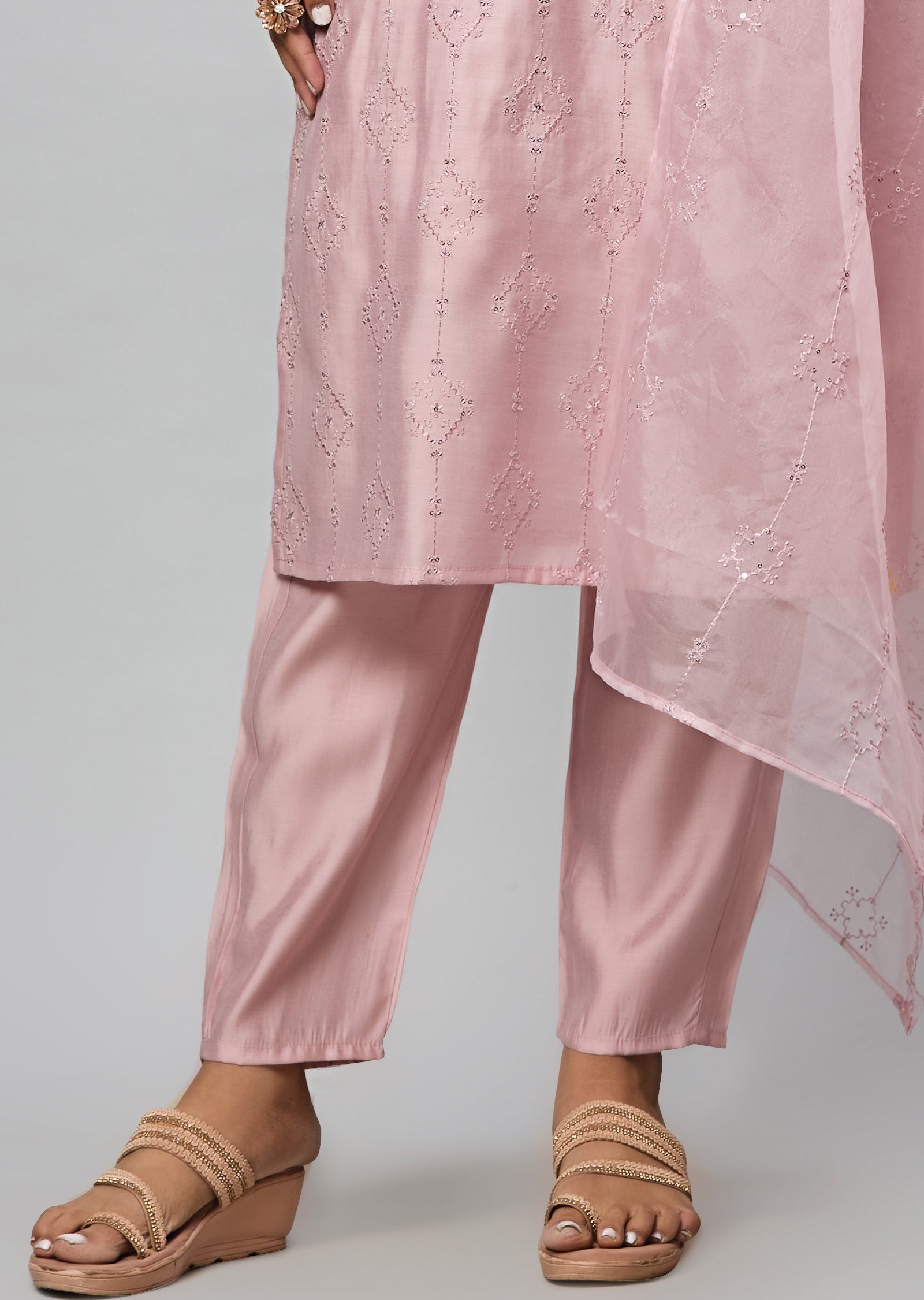 Dusty Pink Russian Silk Straight Cut Suit