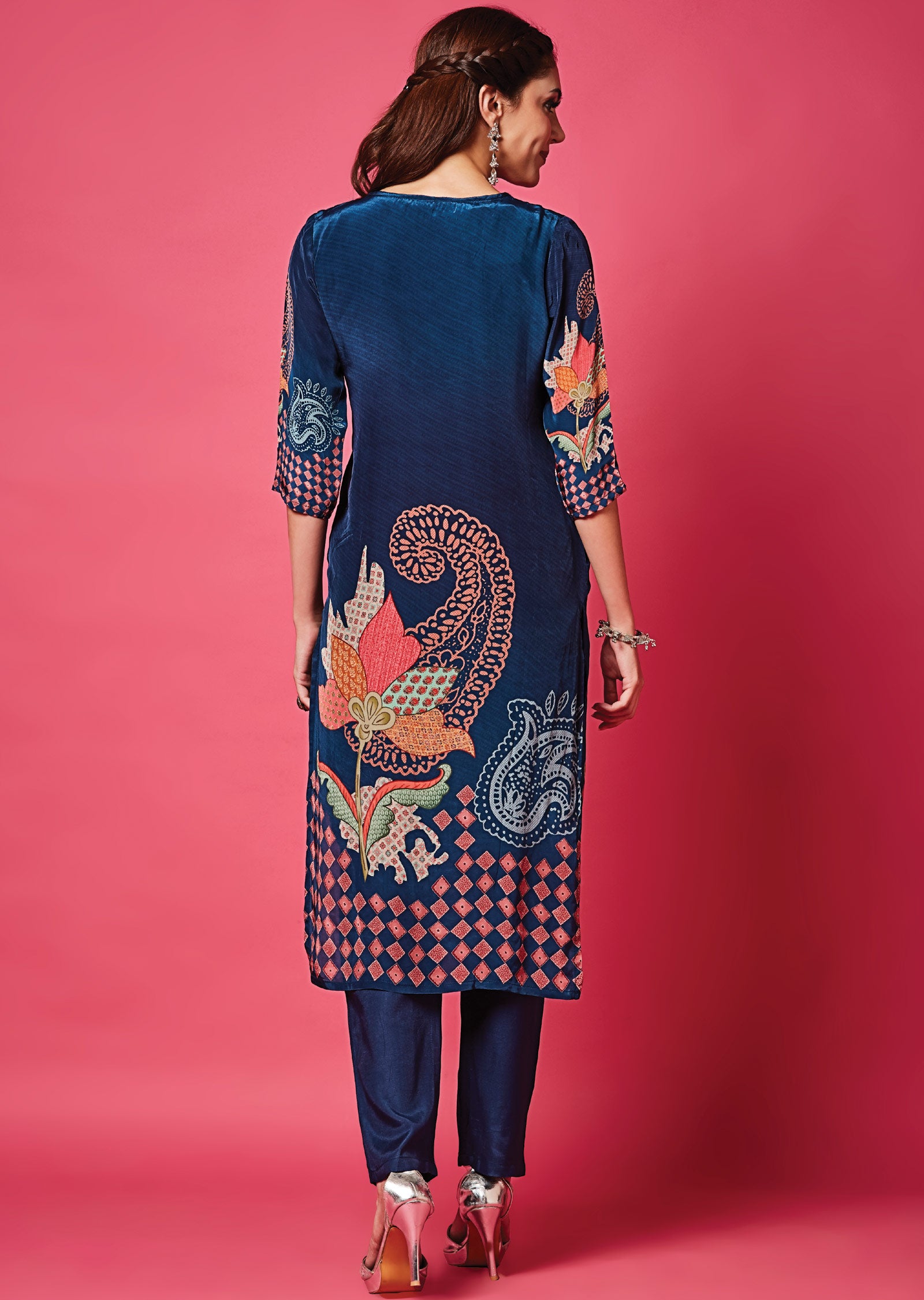 Navy Blue Crepe Straight Cut Suit