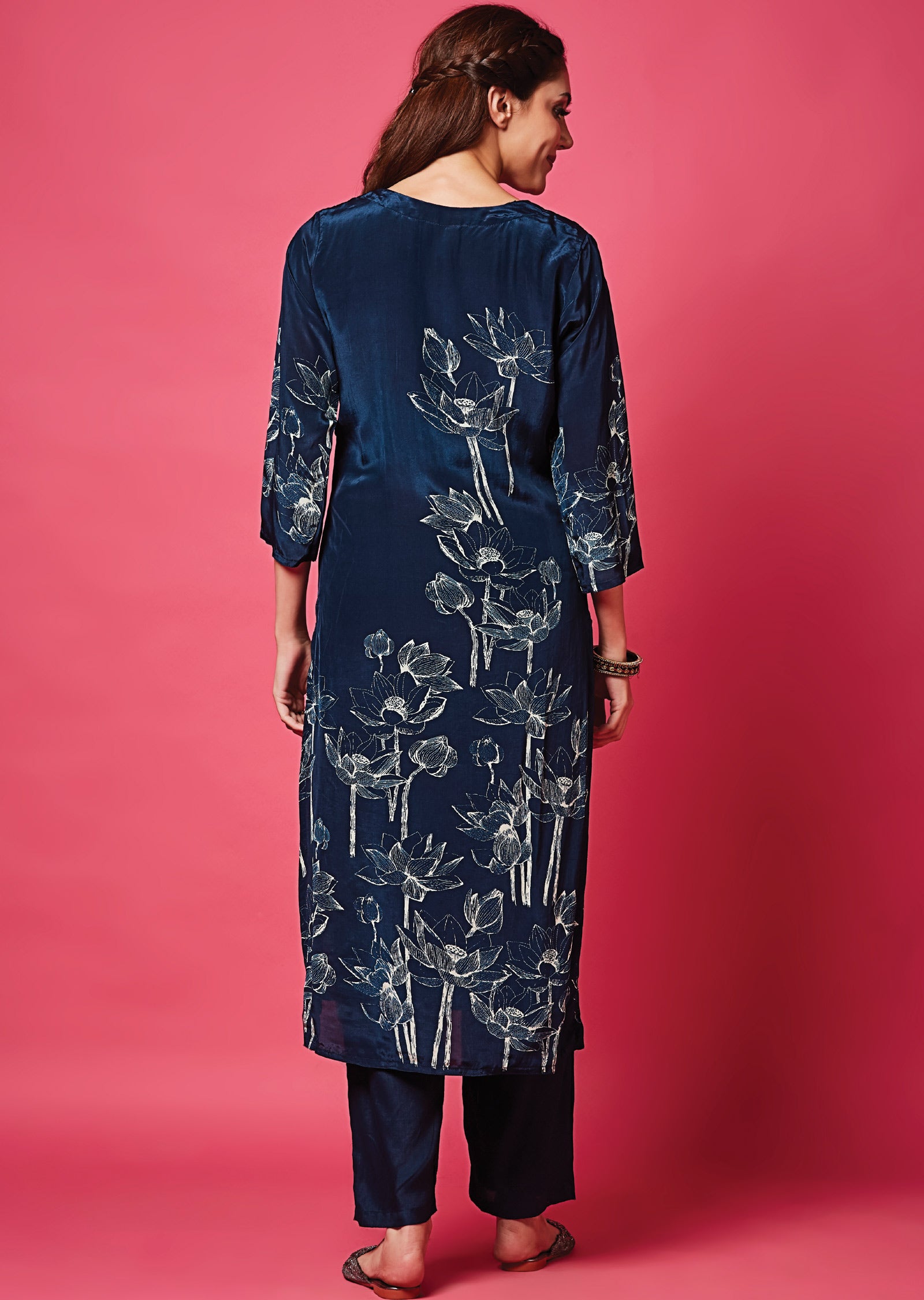 Teal Blue Crepe Straight Cut Suit