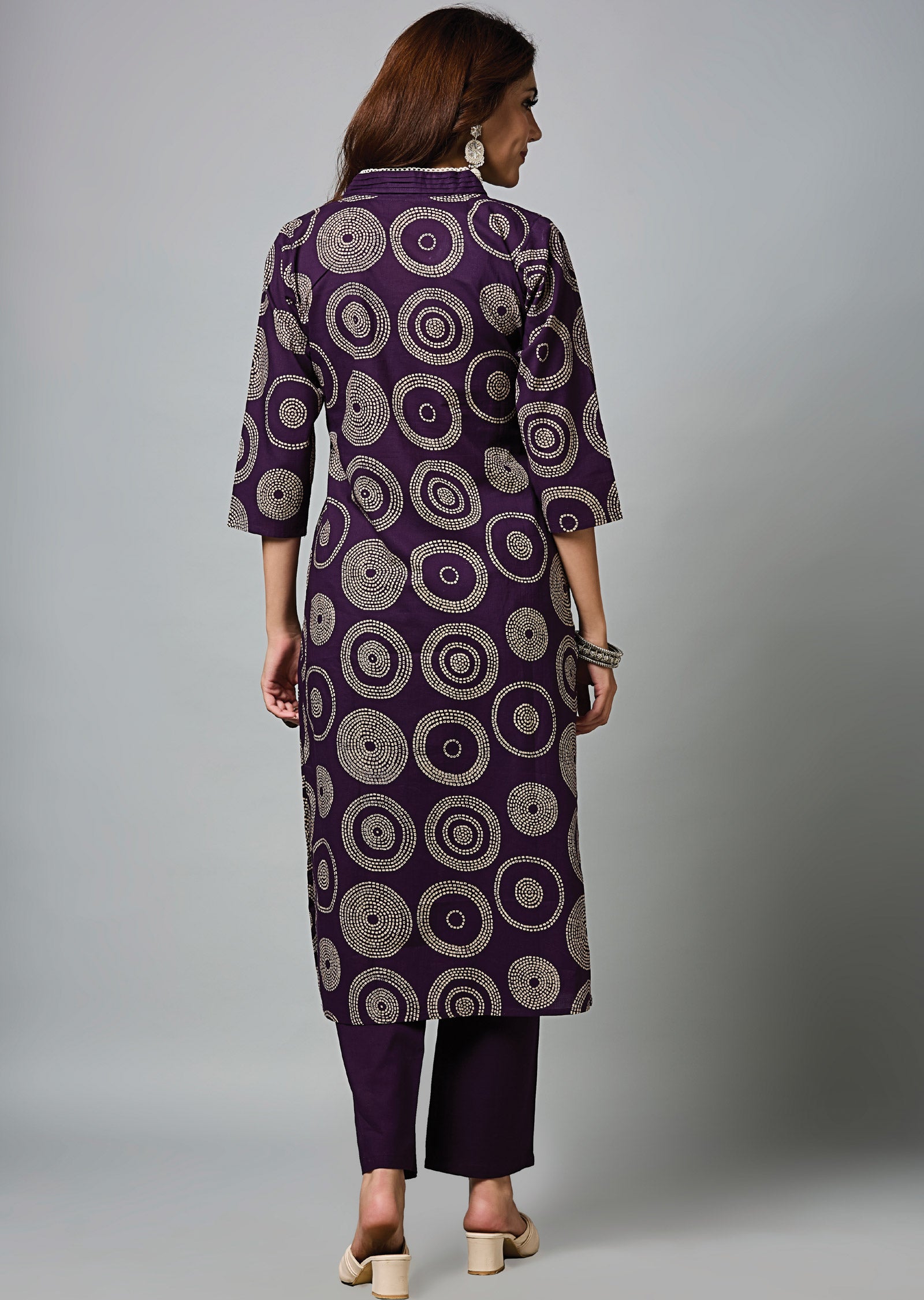 Purple Cotton Straight Cut Suit