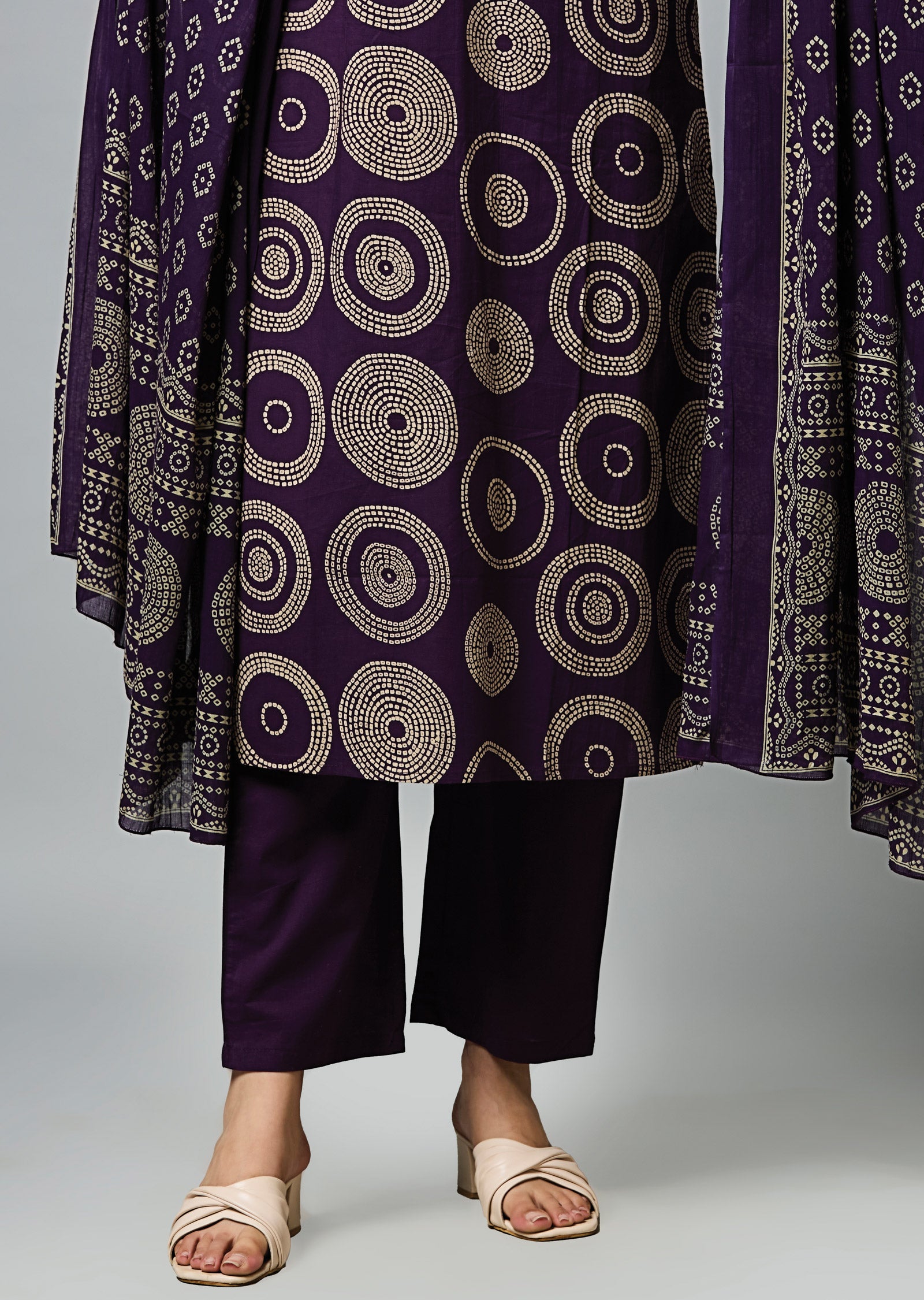 Purple Cotton Straight Cut Suit