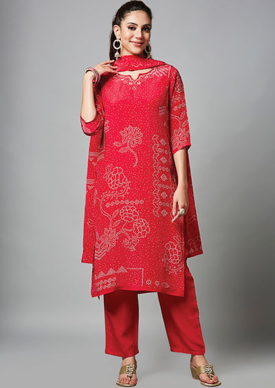Rani Pink Crepe Straight Cut Suit
