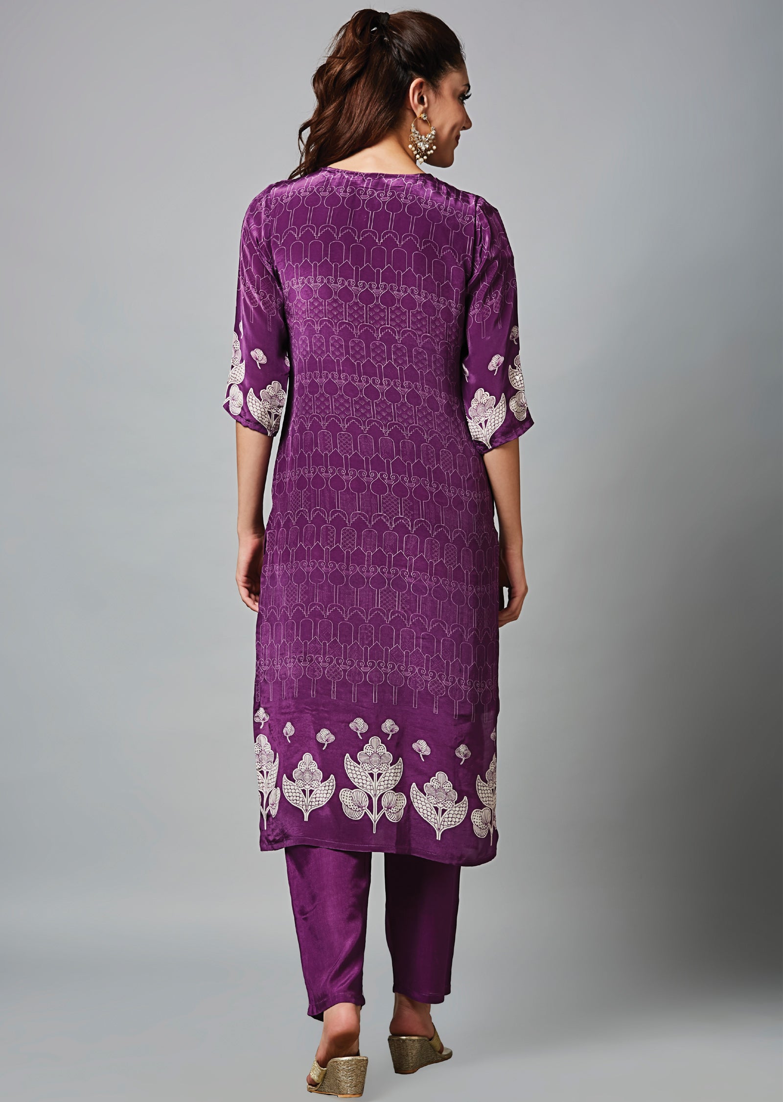 Purple Crepe Straight Cut Suit