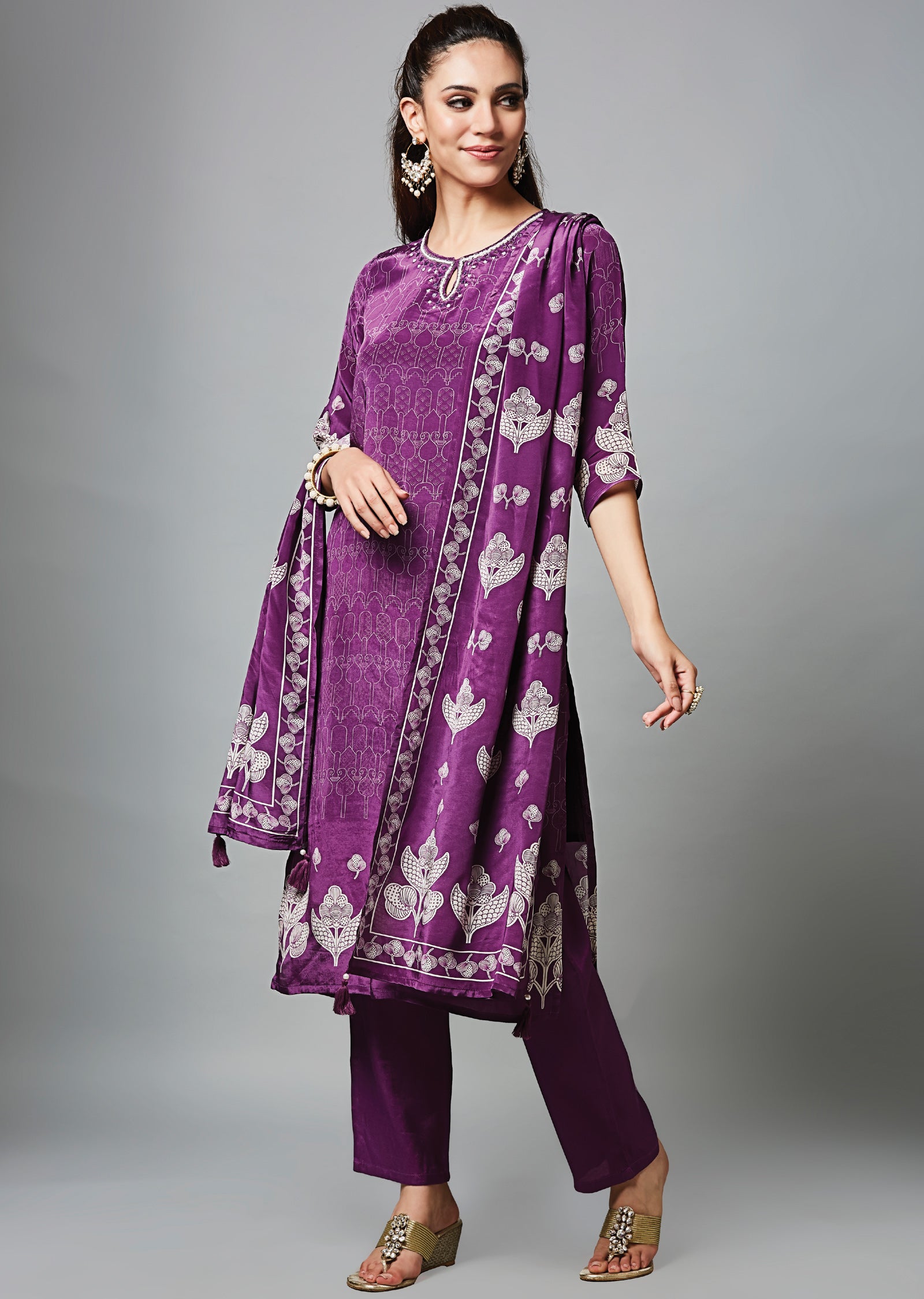 Purple Crepe Straight Cut Suit