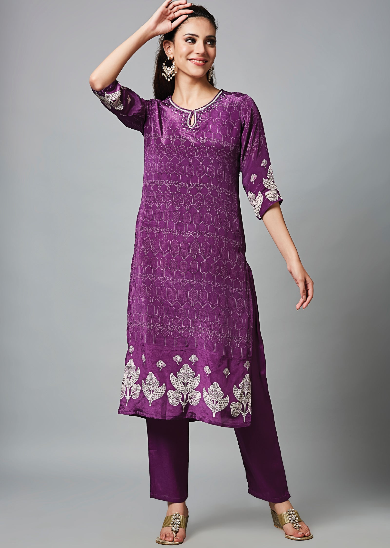 Purple Crepe Straight Cut Suit