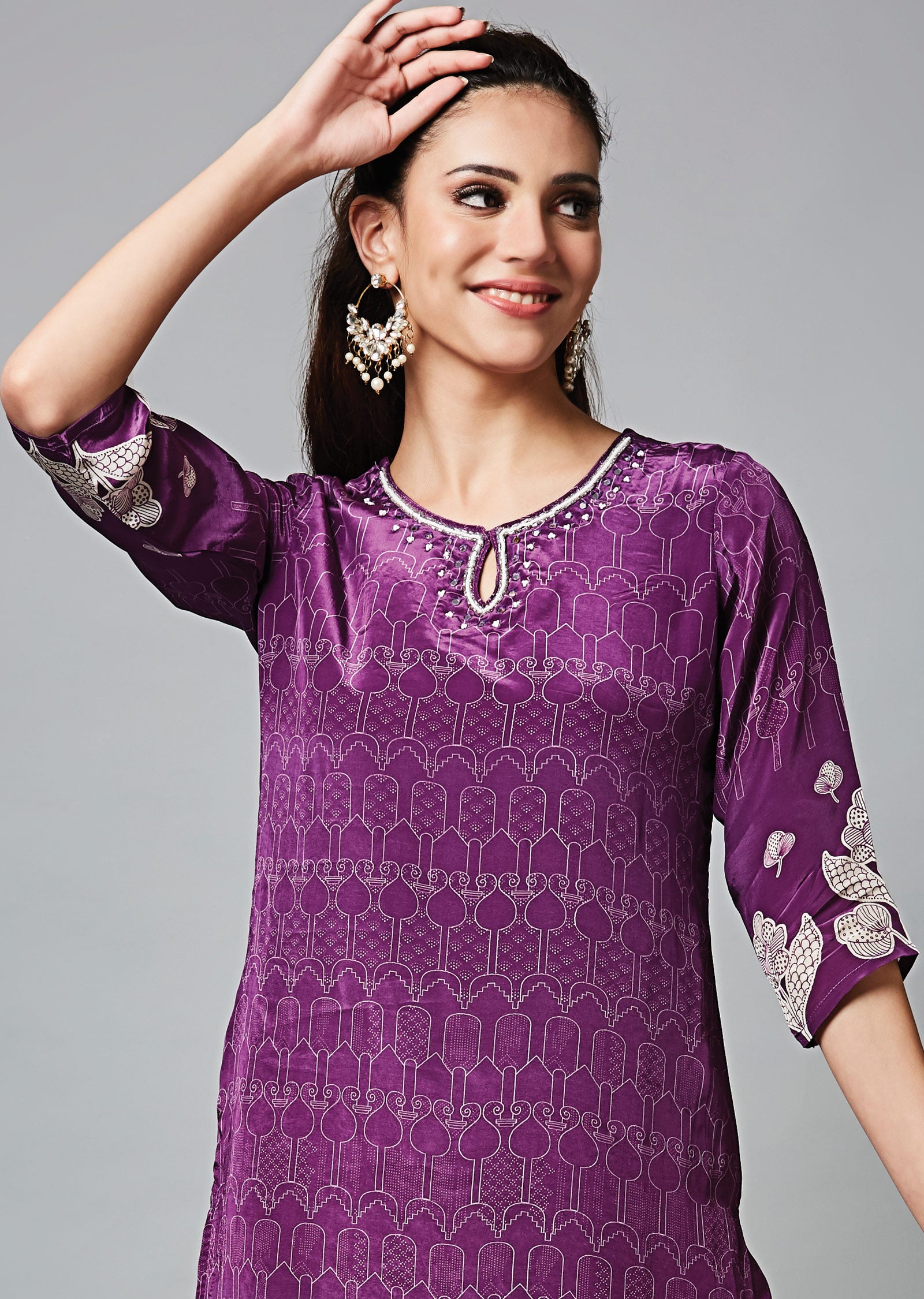 Purple Crepe Straight Cut Suit