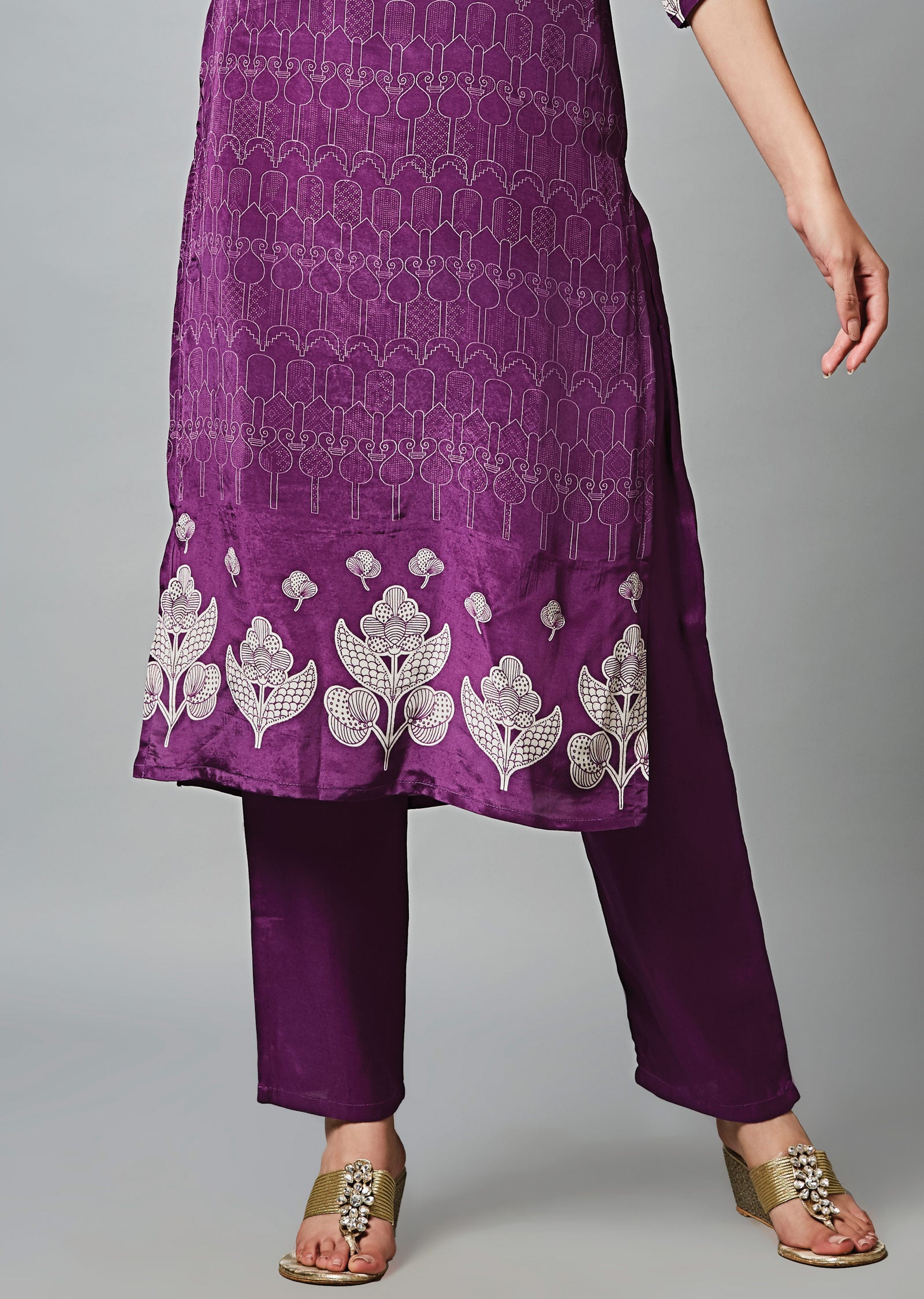 Purple Crepe Straight Cut Suit