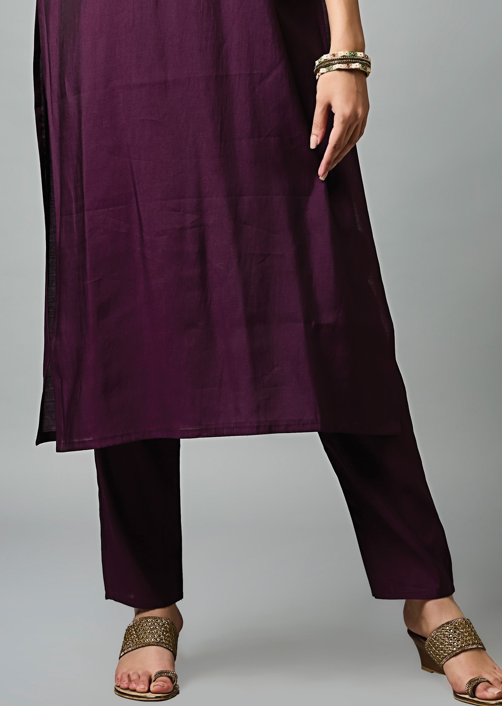 Wine Soft Silk Straight Cut Suit