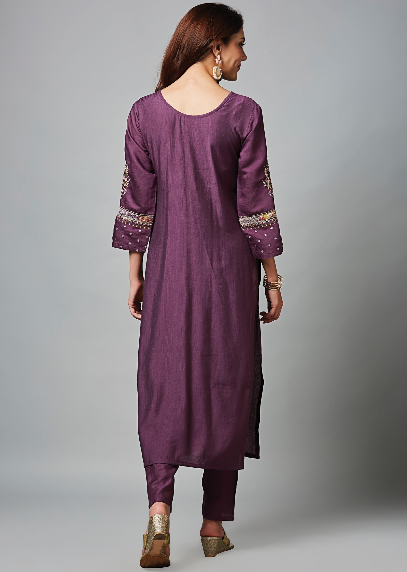 Mauve Soft Silk Straight Cut Suit