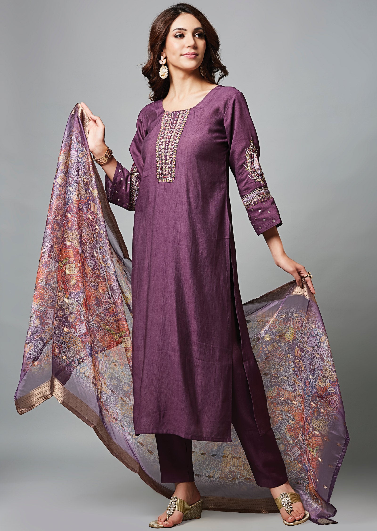 Mauve Soft Silk Straight Cut Suit