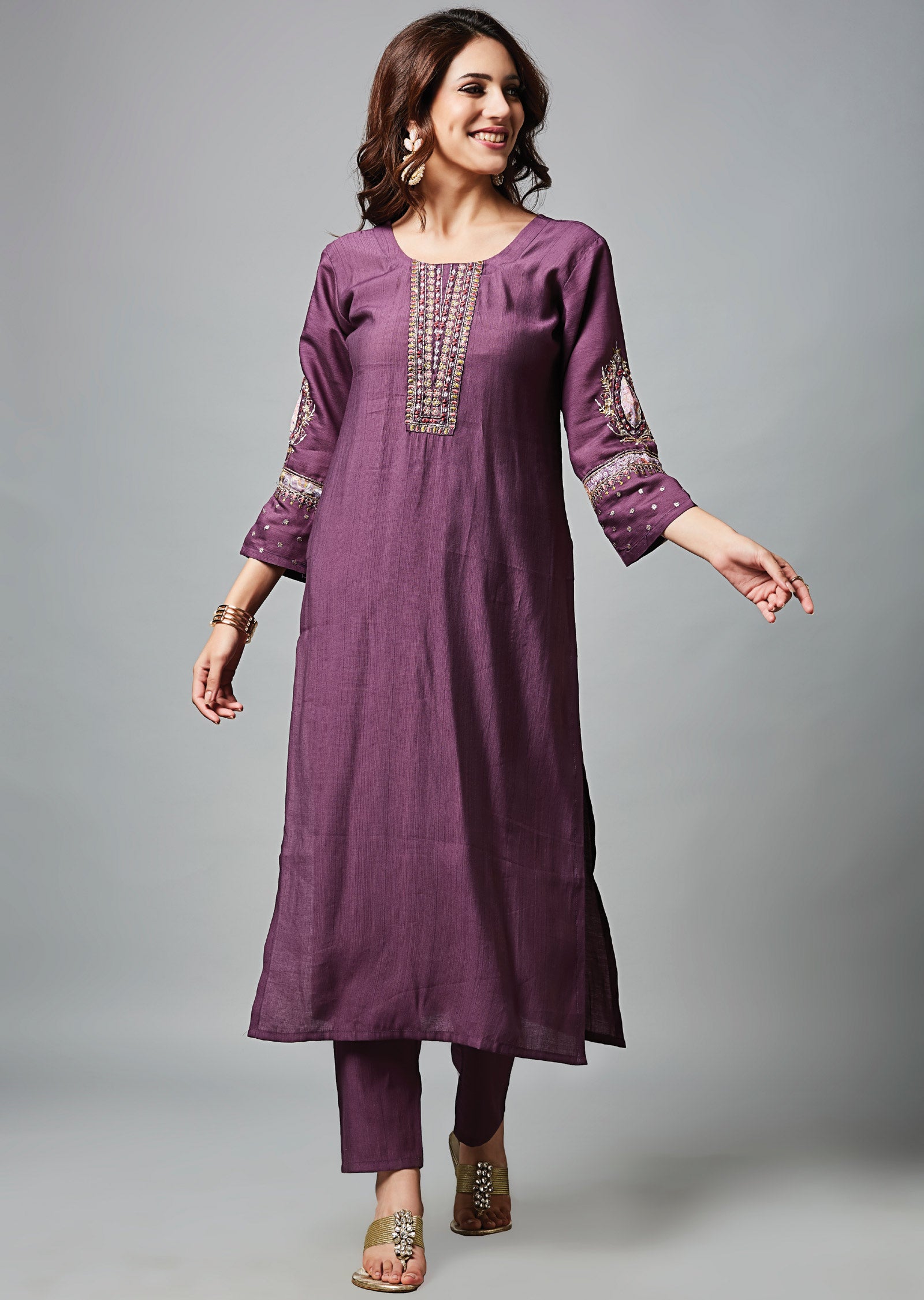 Mauve Soft Silk Straight Cut Suit