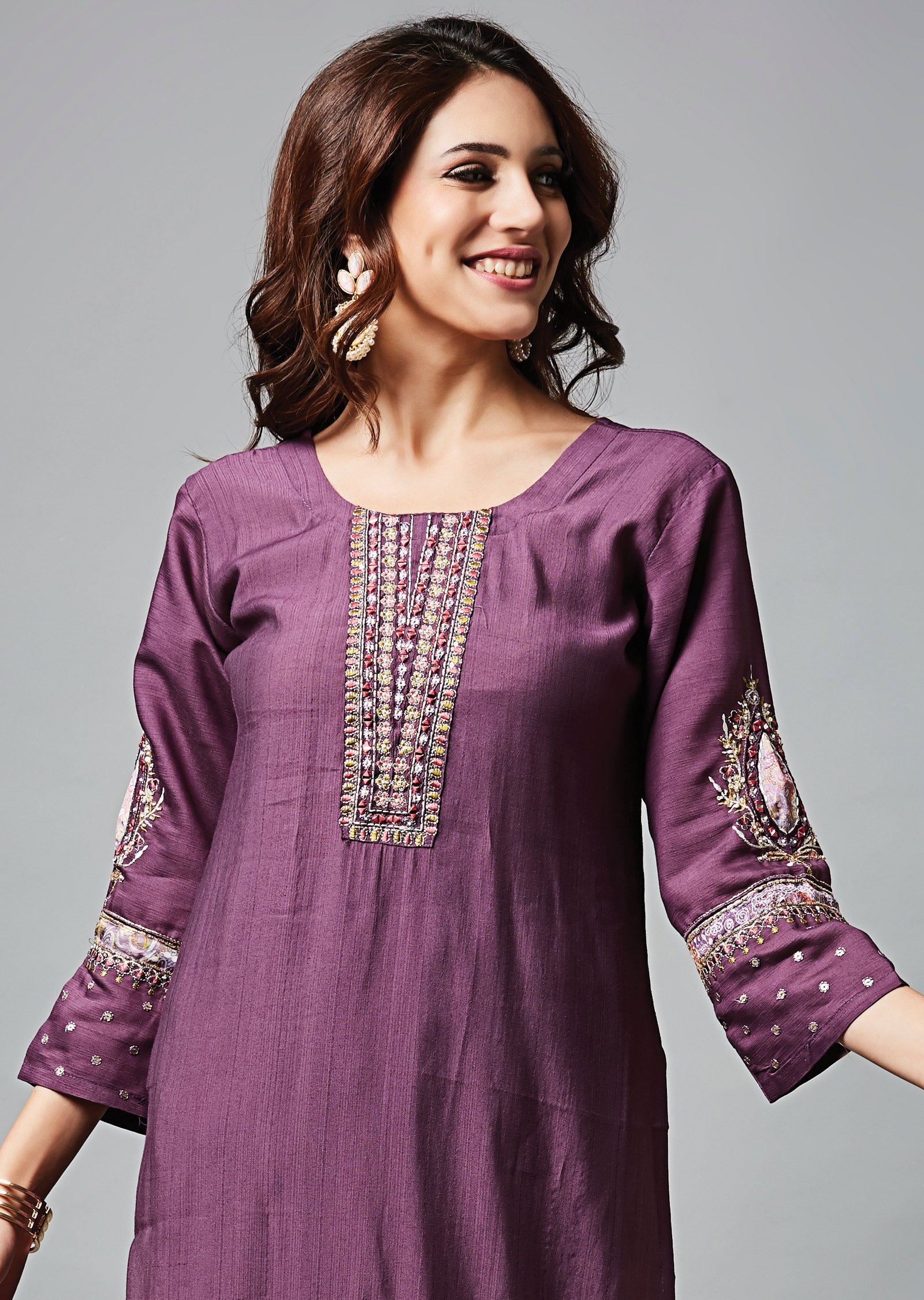 Mauve Soft Silk Straight Cut Suit