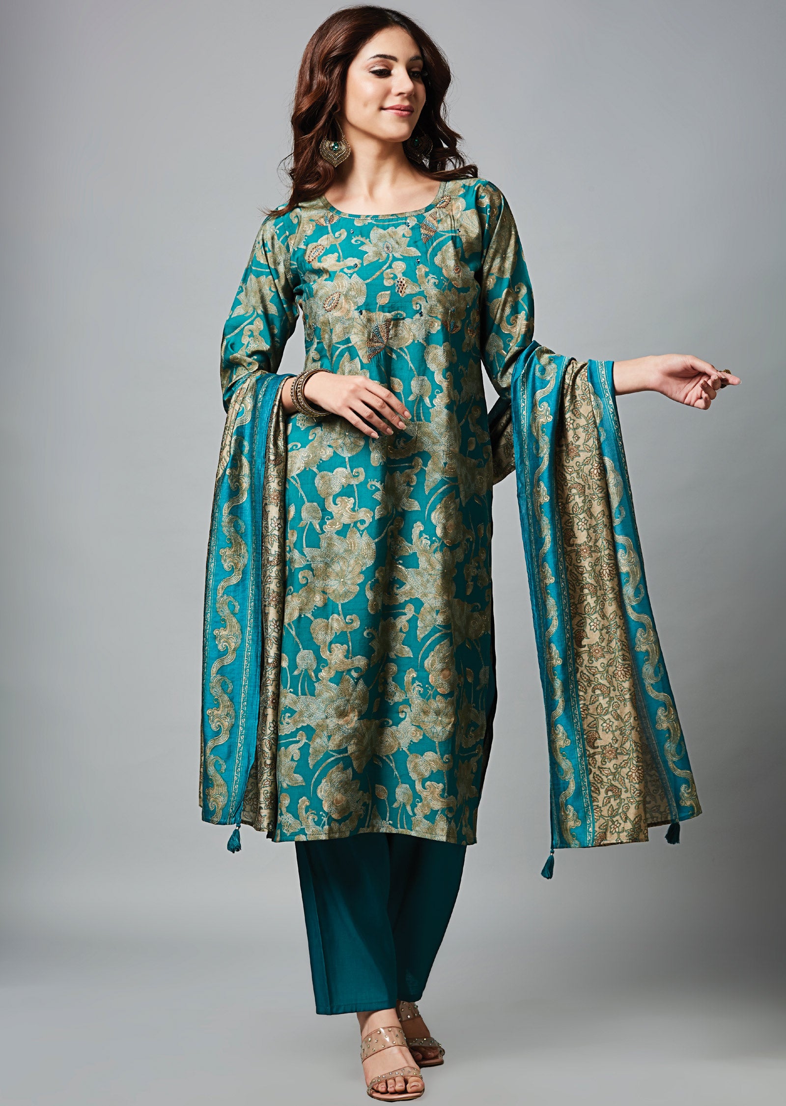 Rama Green Muslin Straight Cut Suit