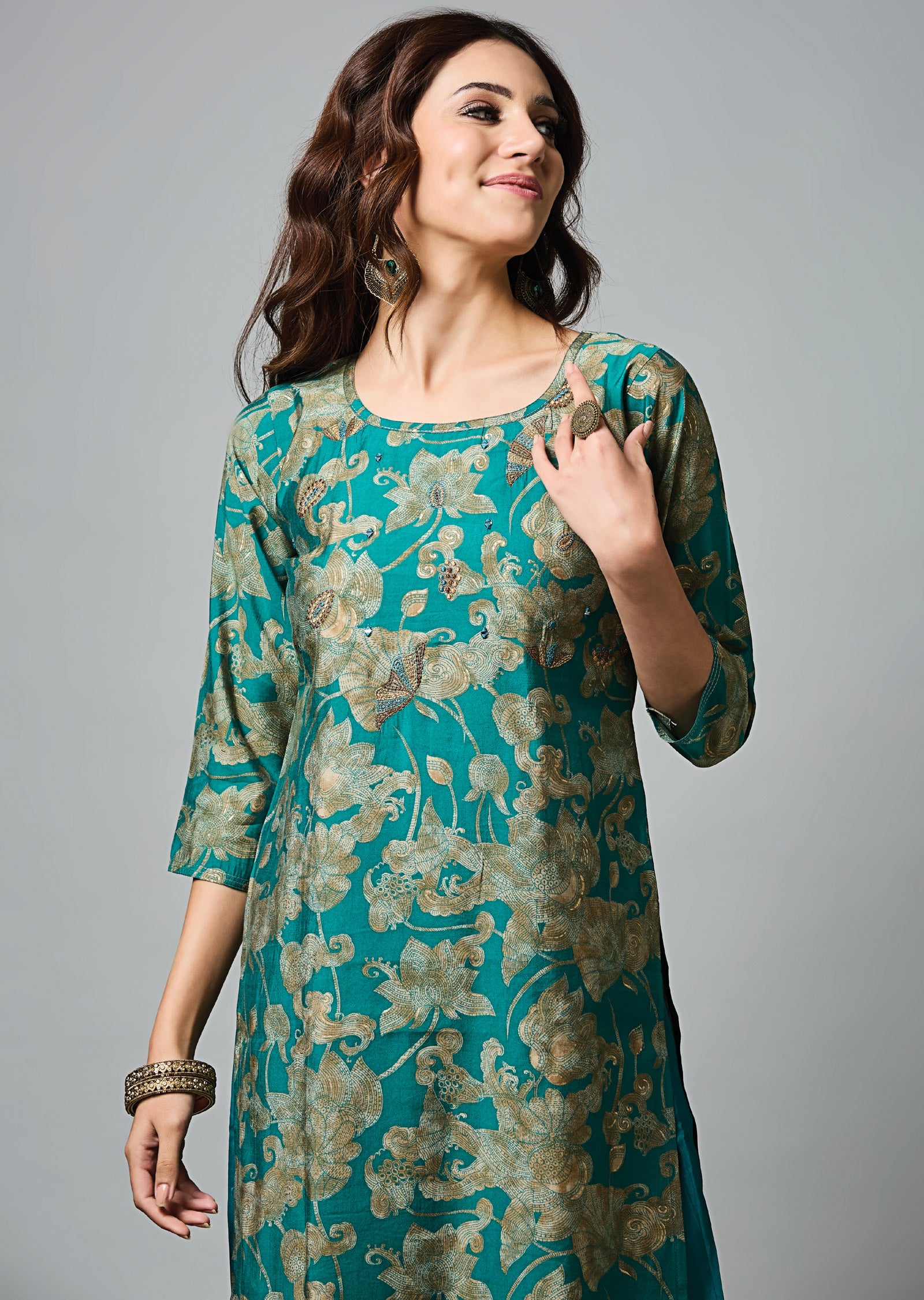 Rama Green Muslin Straight Cut Suit