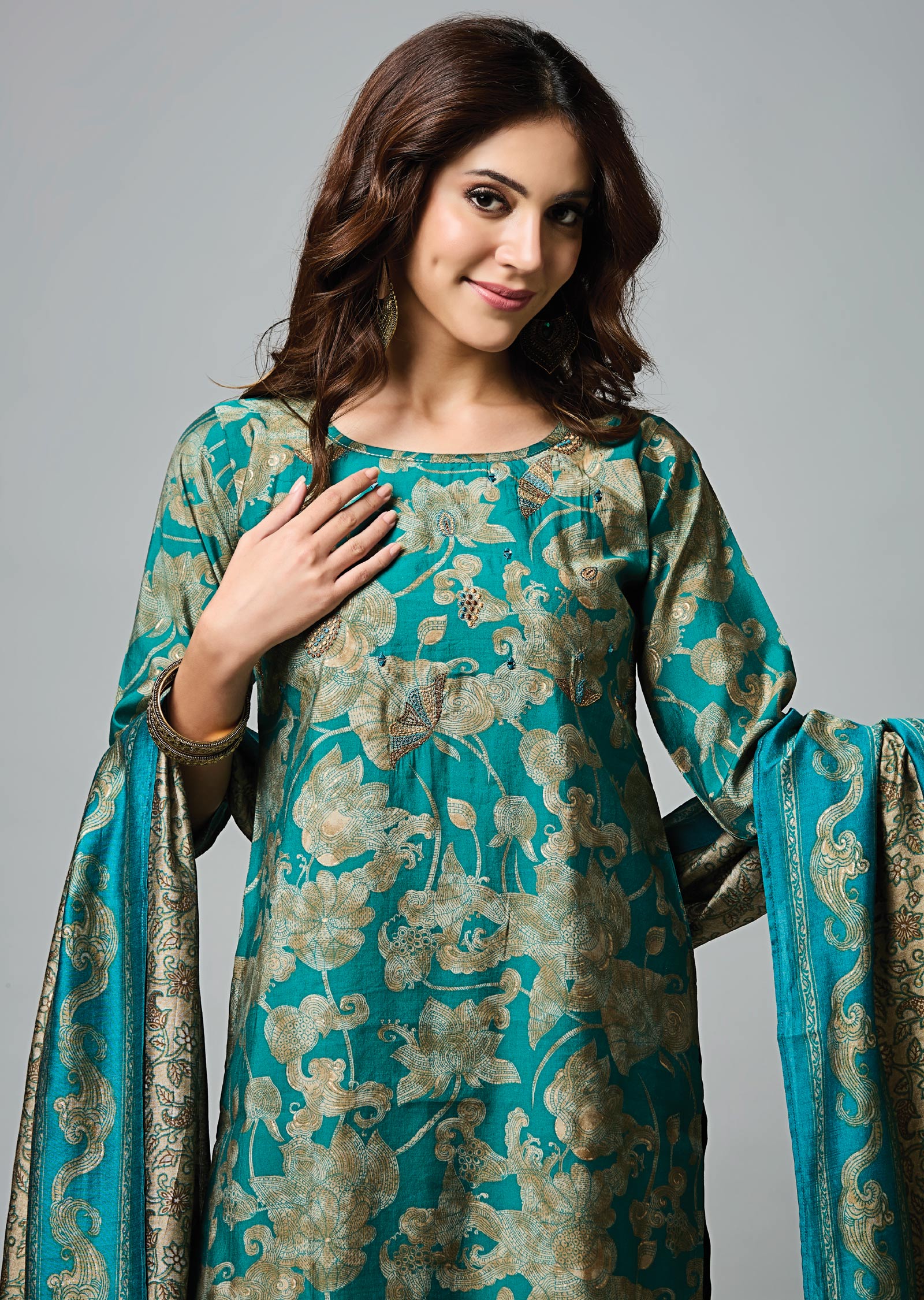 Rama Green Muslin Straight Cut Suit