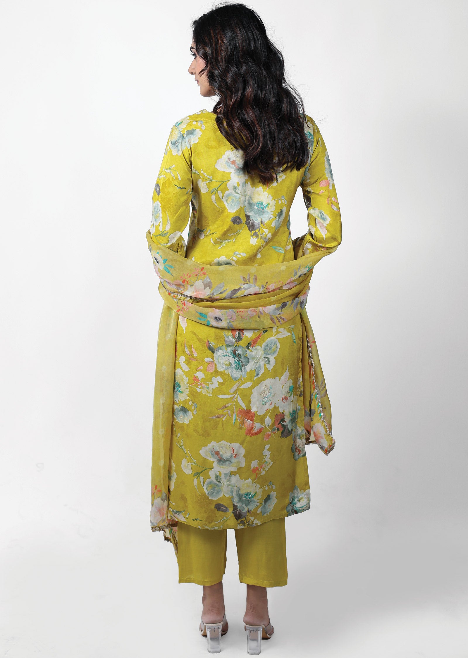 Mustard Modal Printed Straight cut suits
