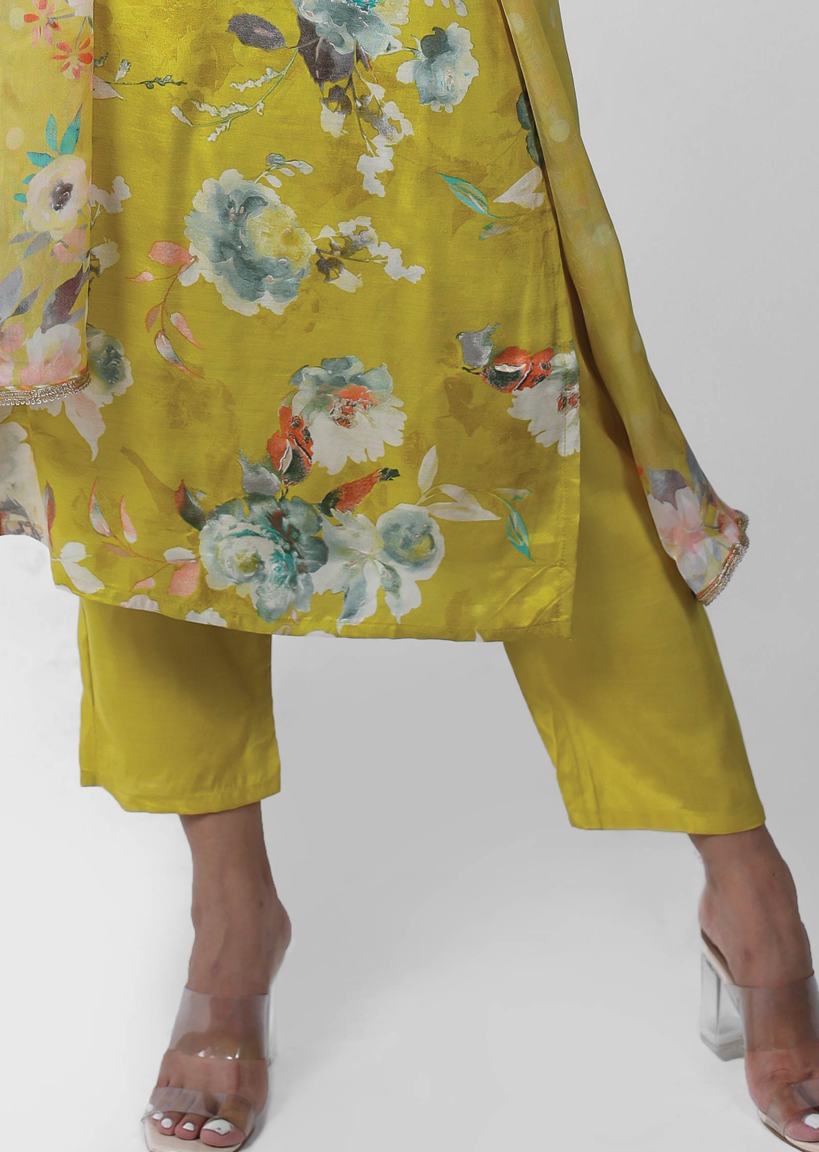Mustard Modal Printed Straight cut suits