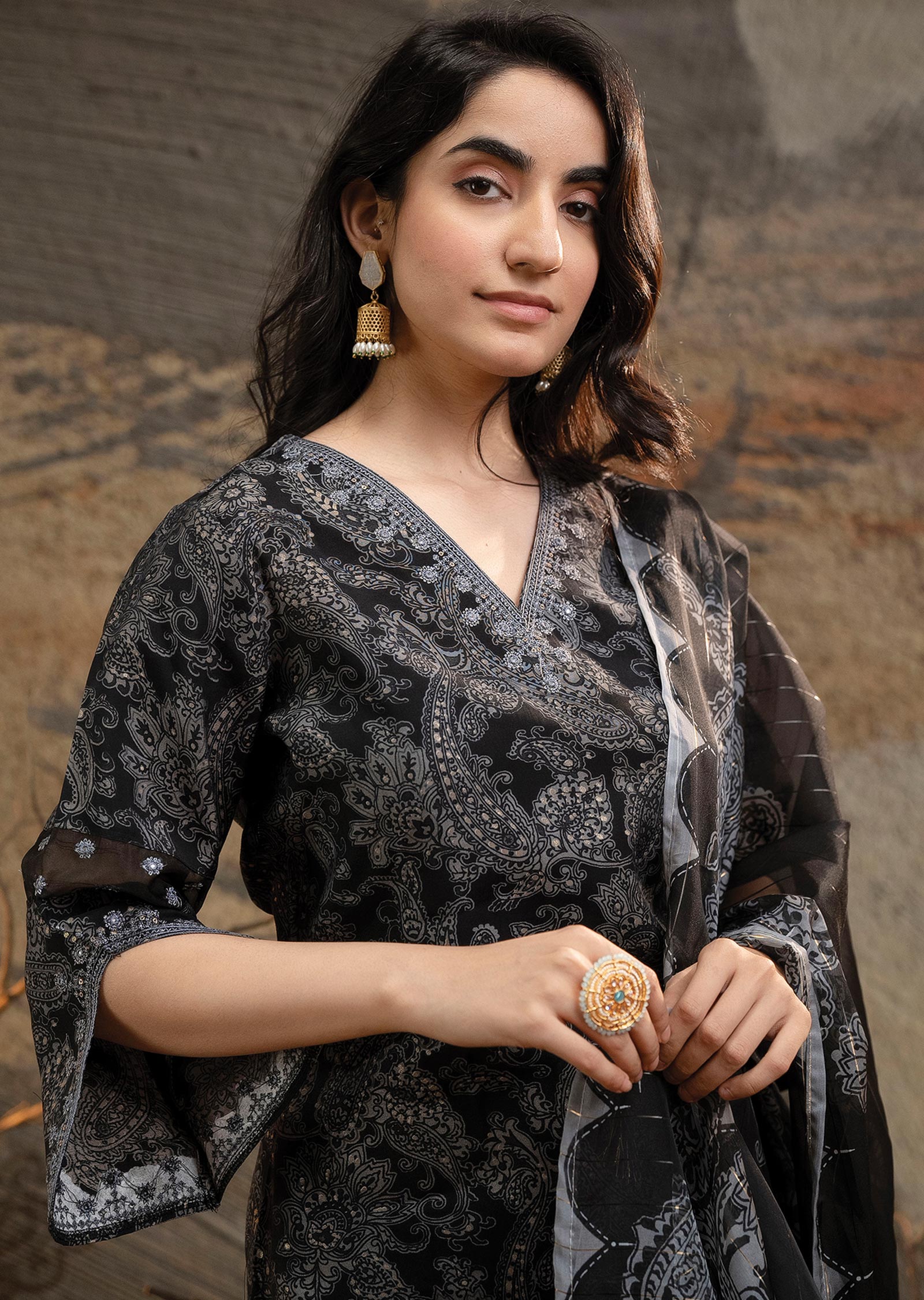Black Modal Straight cut suits