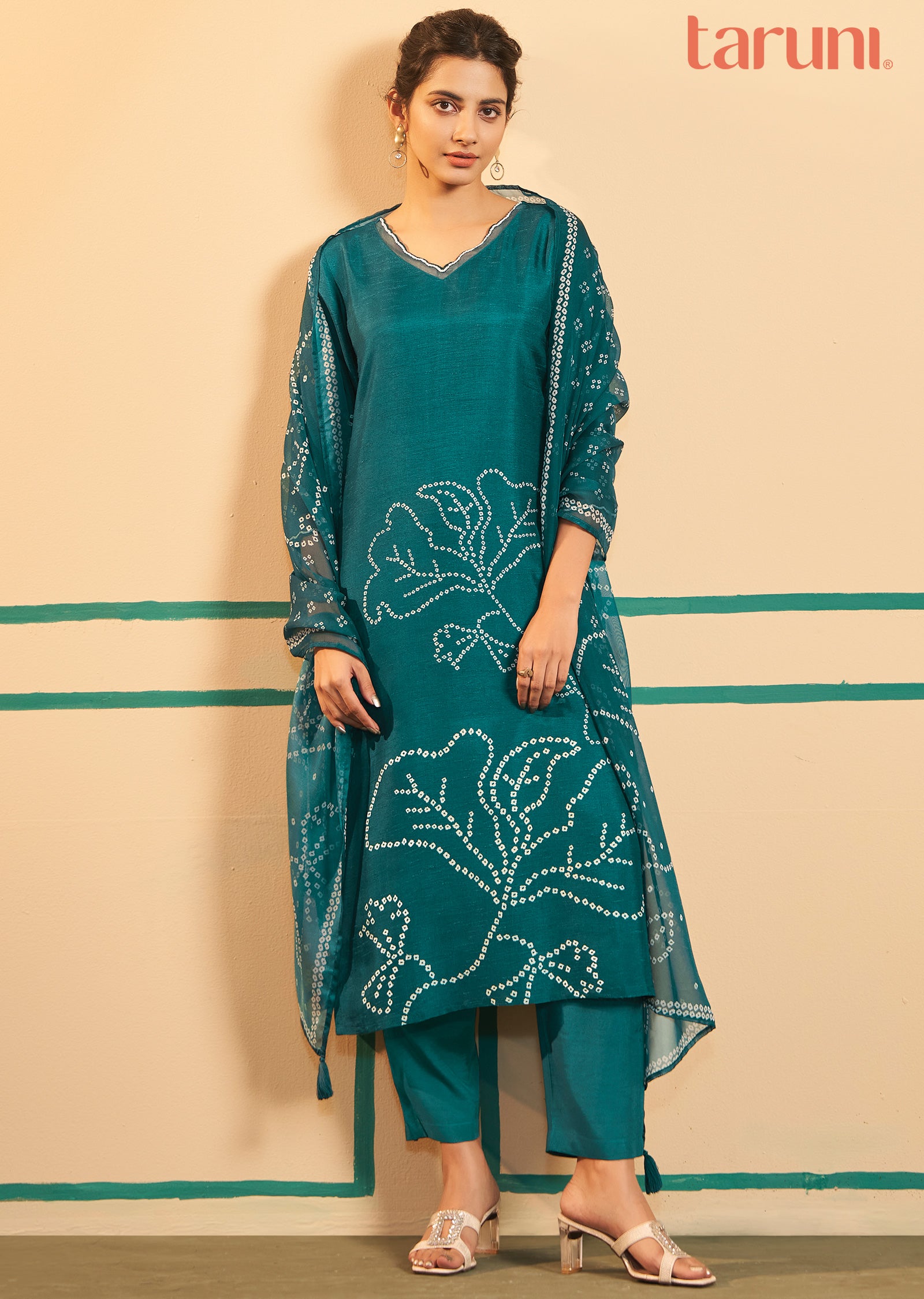 Rama Green Silk Straight cut suits